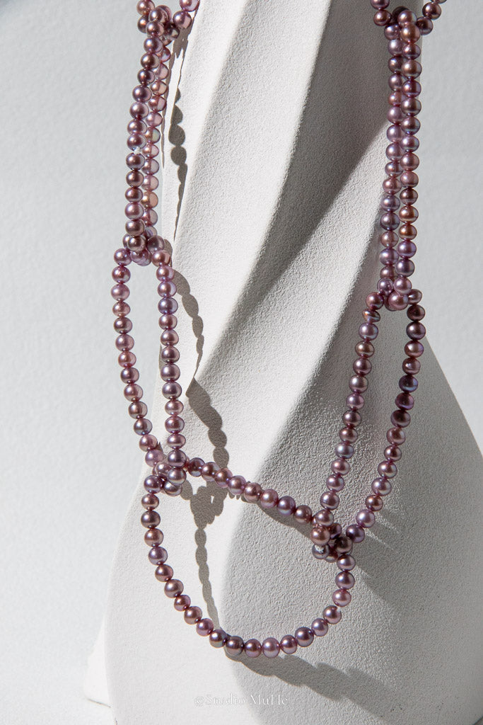 Seven Circles — Handwoven Purple Freshwater Pearl Necklace