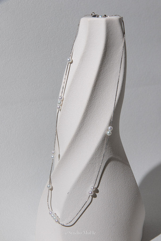 Just Because — White Freshwater Pearl Silver Necklace