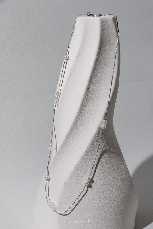 Just Because — White Freshwater Pearl Silver Necklace