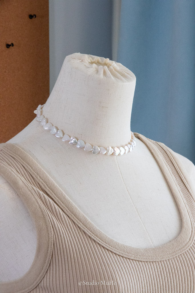 Little Hearts — White Heart-Shaped Freshwater Pearl Necklace