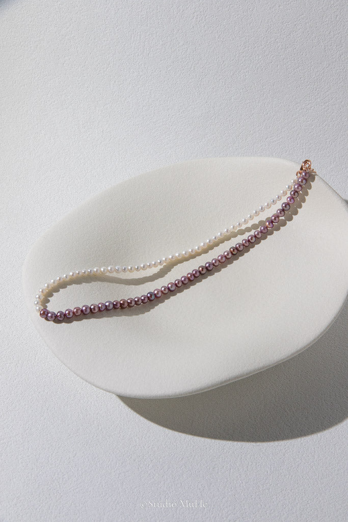 After Work — White & Purple Double-Layer Freshwater Pearl Bracelet