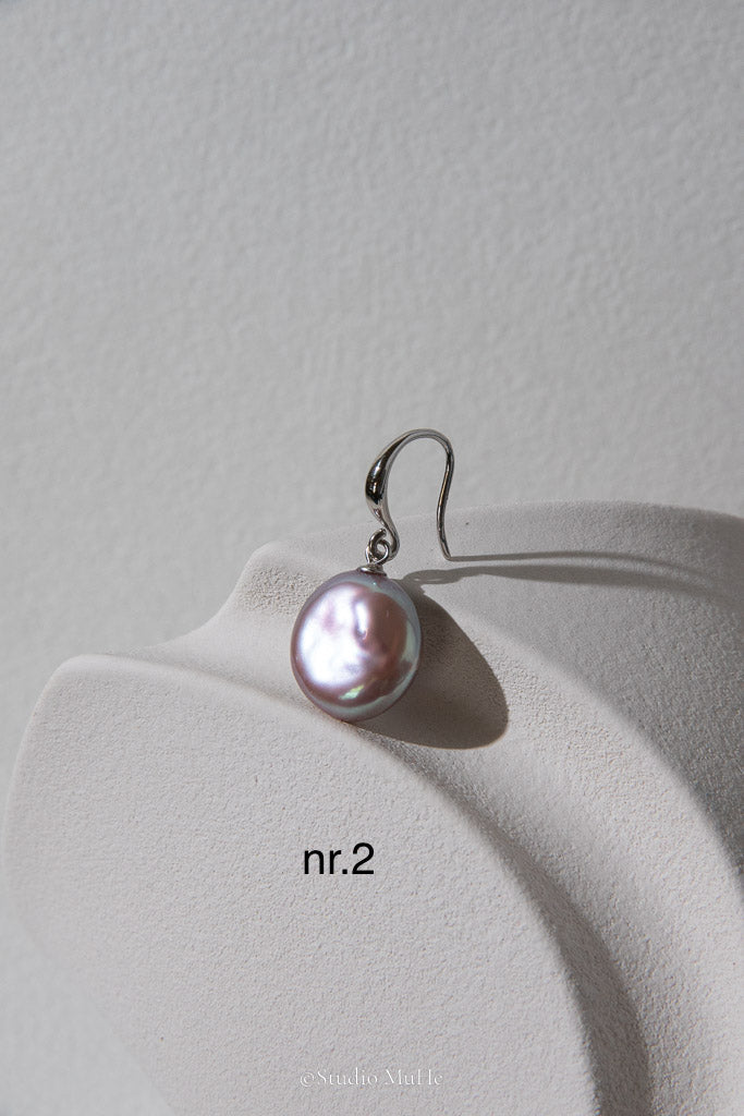 Mint Reflection — Purple & Mint Green Button Freshwater Pearl Earrings