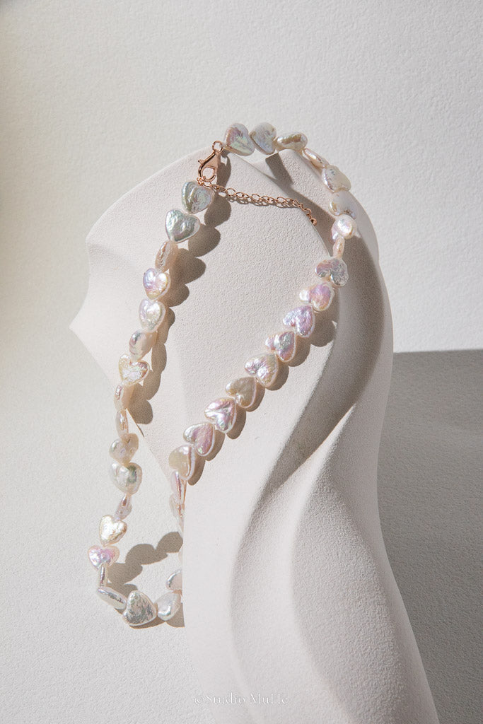 Little Hearts — White Heart-Shaped Freshwater Pearl Necklace