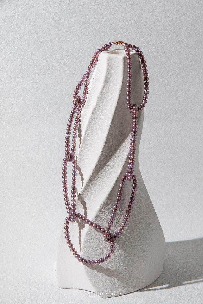 Seven Circles — Handwoven Purple Freshwater Pearl Necklace