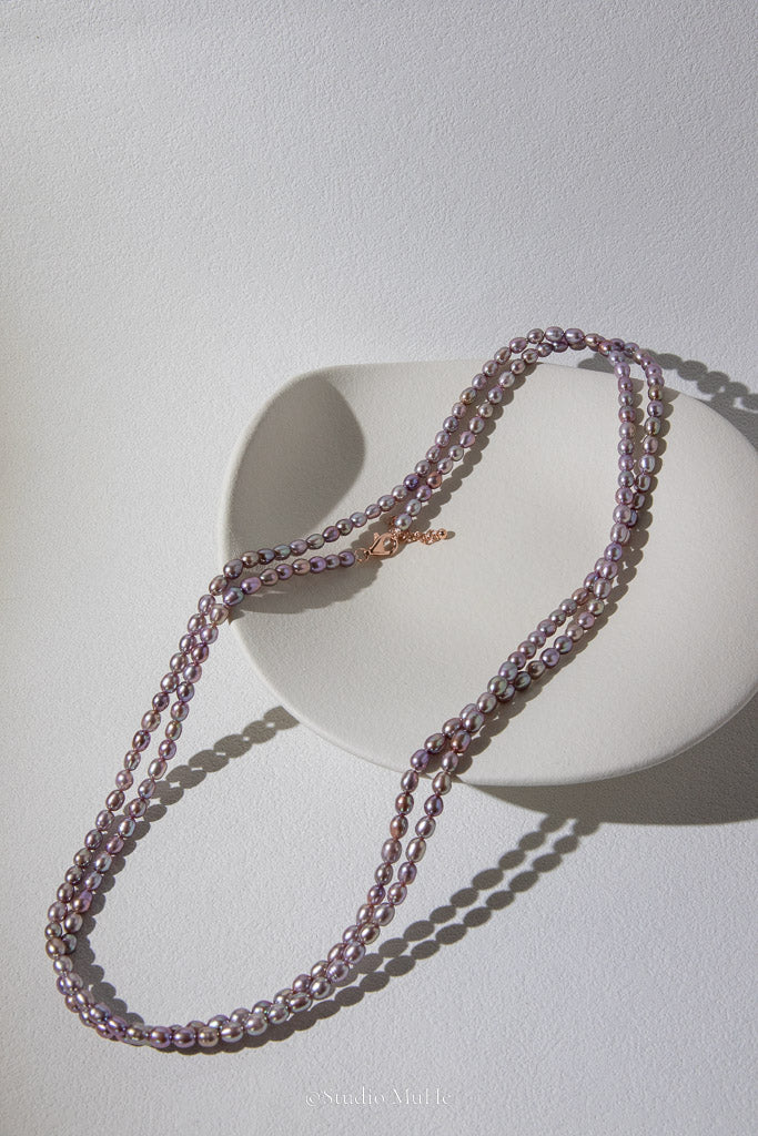Purple Night — Extra-Long Metallic Freshwater Pearl Necklace