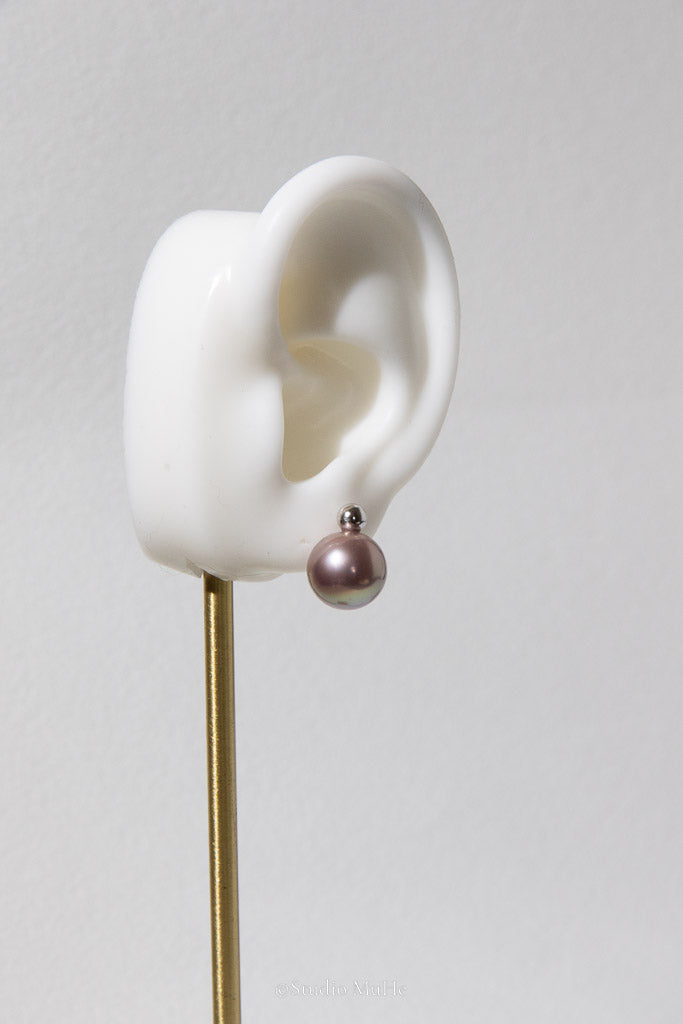 Composed — Deep Purple Freshwater Pearl & Silver Stud Earrings