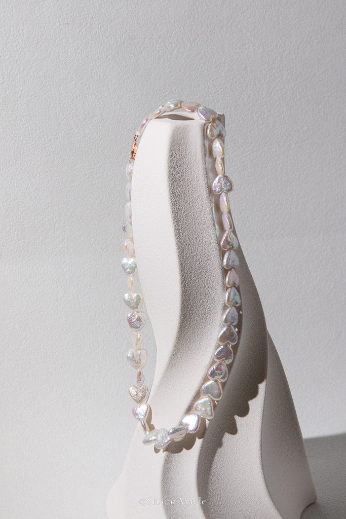 Little Hearts — White Heart-Shaped Freshwater Pearl Necklace
