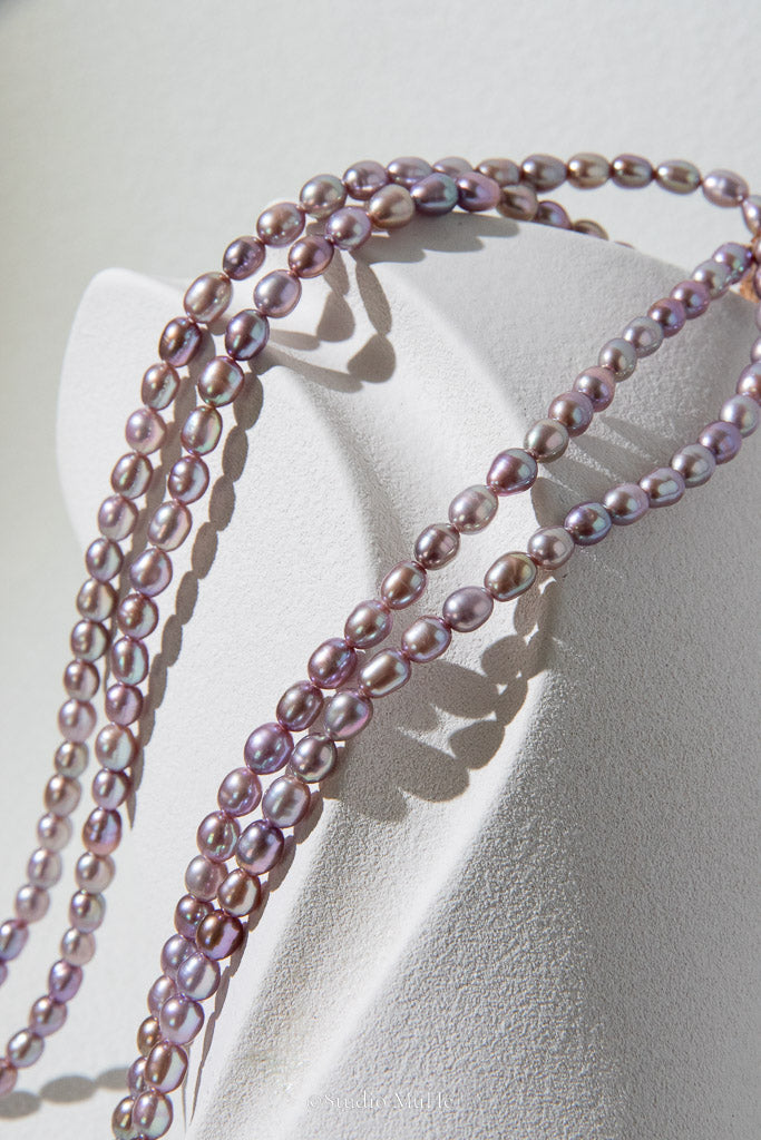 Purple Night — Extra-Long Metallic Freshwater Pearl Necklace