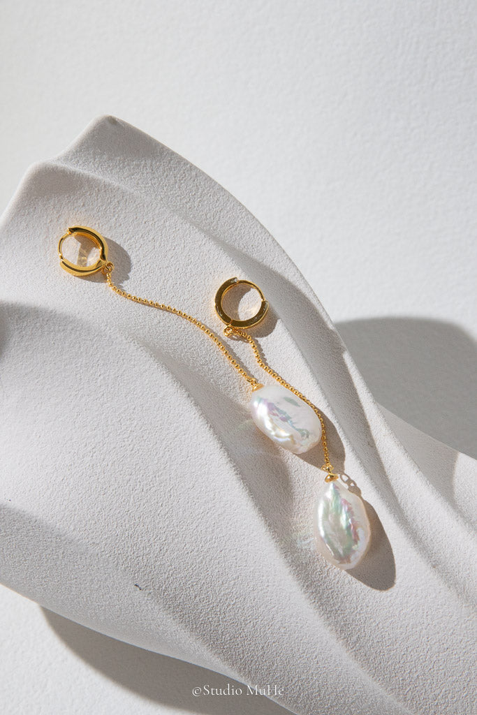 Head Held High — Long Freshwater Pearl Chain Earrings