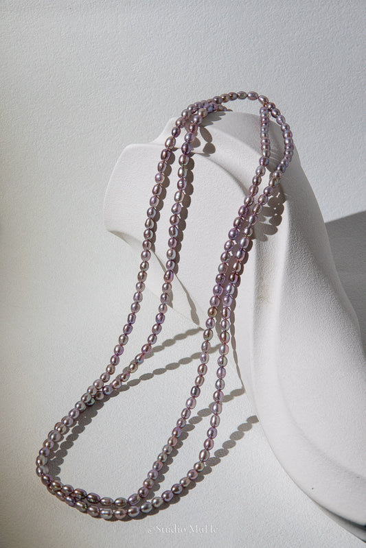 Purple Night — Extra-Long Metallic Freshwater Pearl Necklace