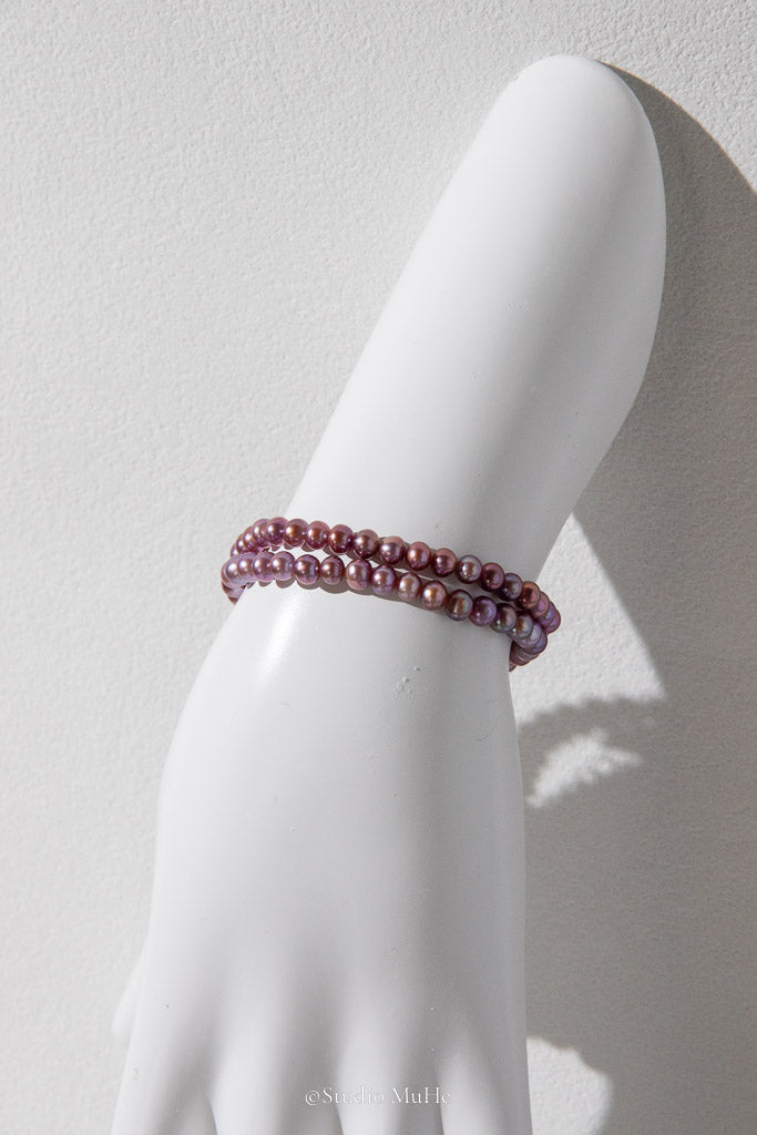 Grape Purple — Natural Purple Double-Layer Freshwater Pearl Bracelet