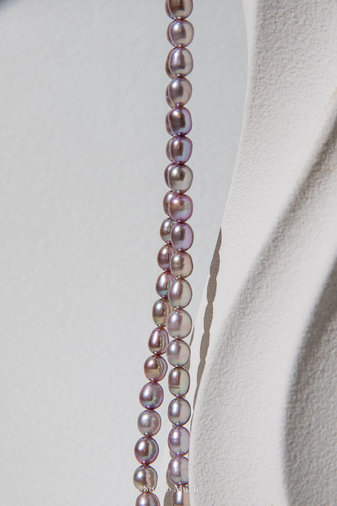 Purple Night — Extra-Long Metallic Freshwater Pearl Necklace
