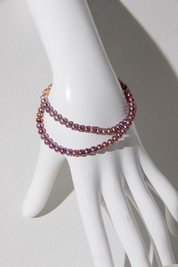 Grape Purple — Natural Purple Double-Layer Freshwater Pearl Bracelet