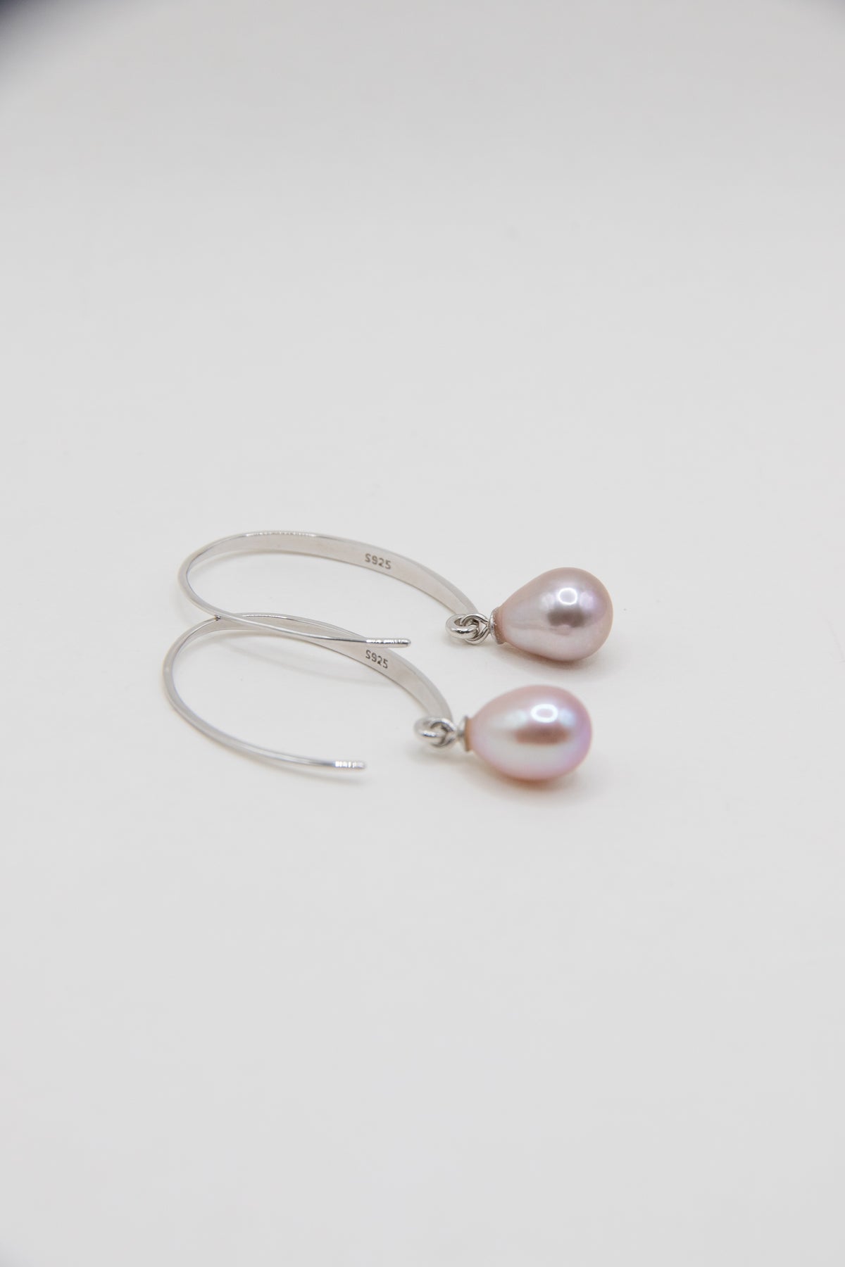 silver pink drop-long version hoop