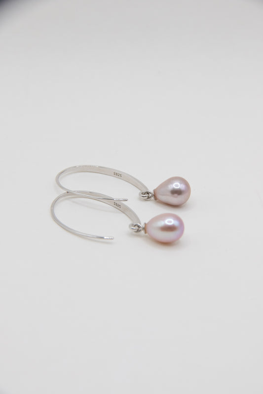 silver pink drop-long version hoop