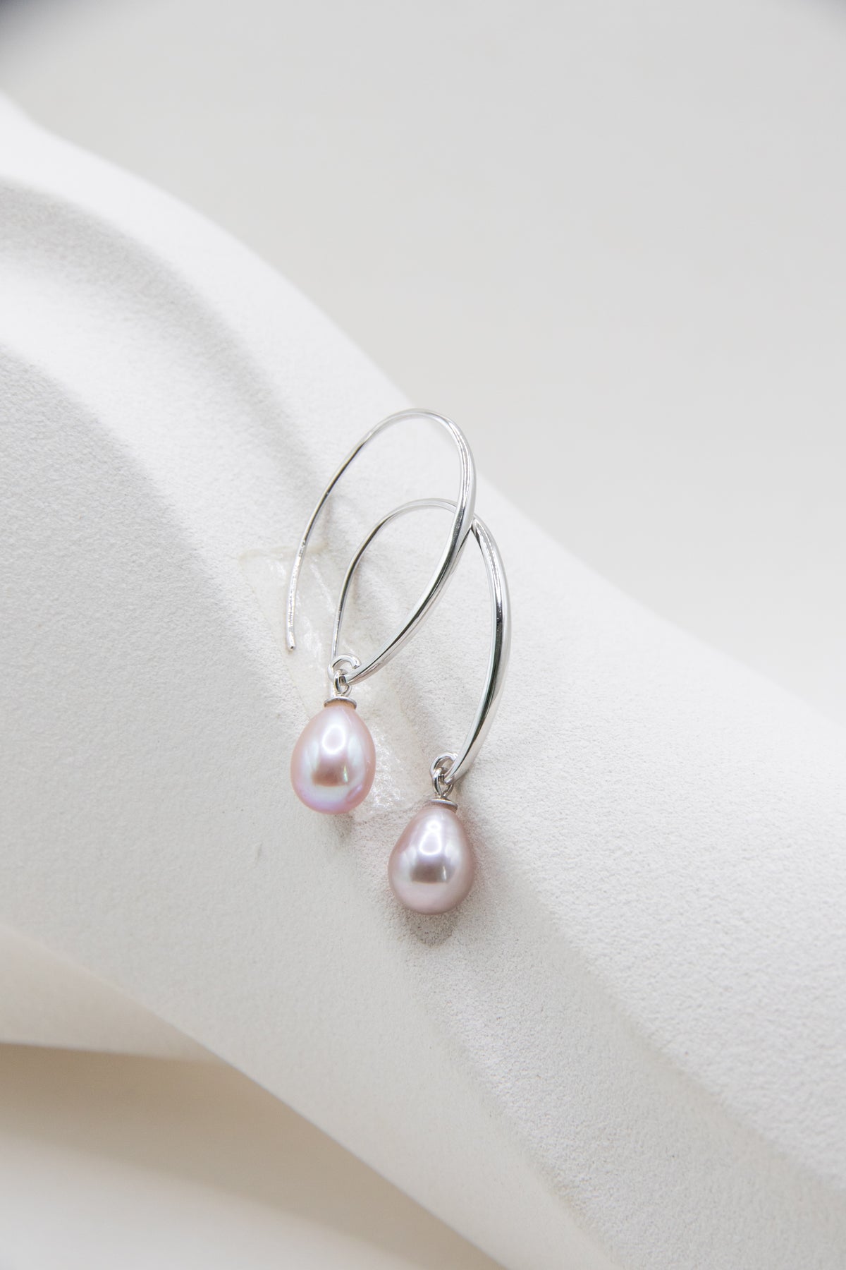 silver pink drop-long version hoop