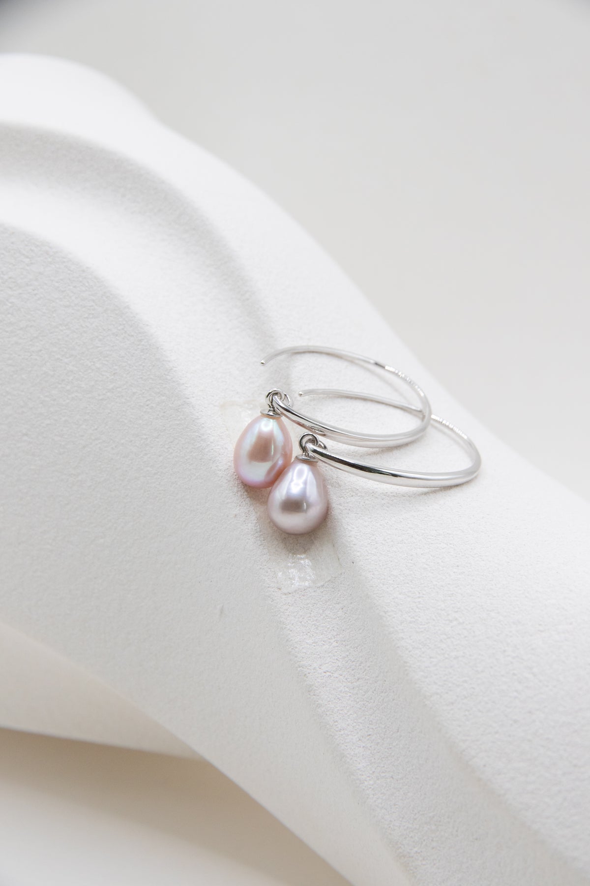 silver pink drop-long version hoop