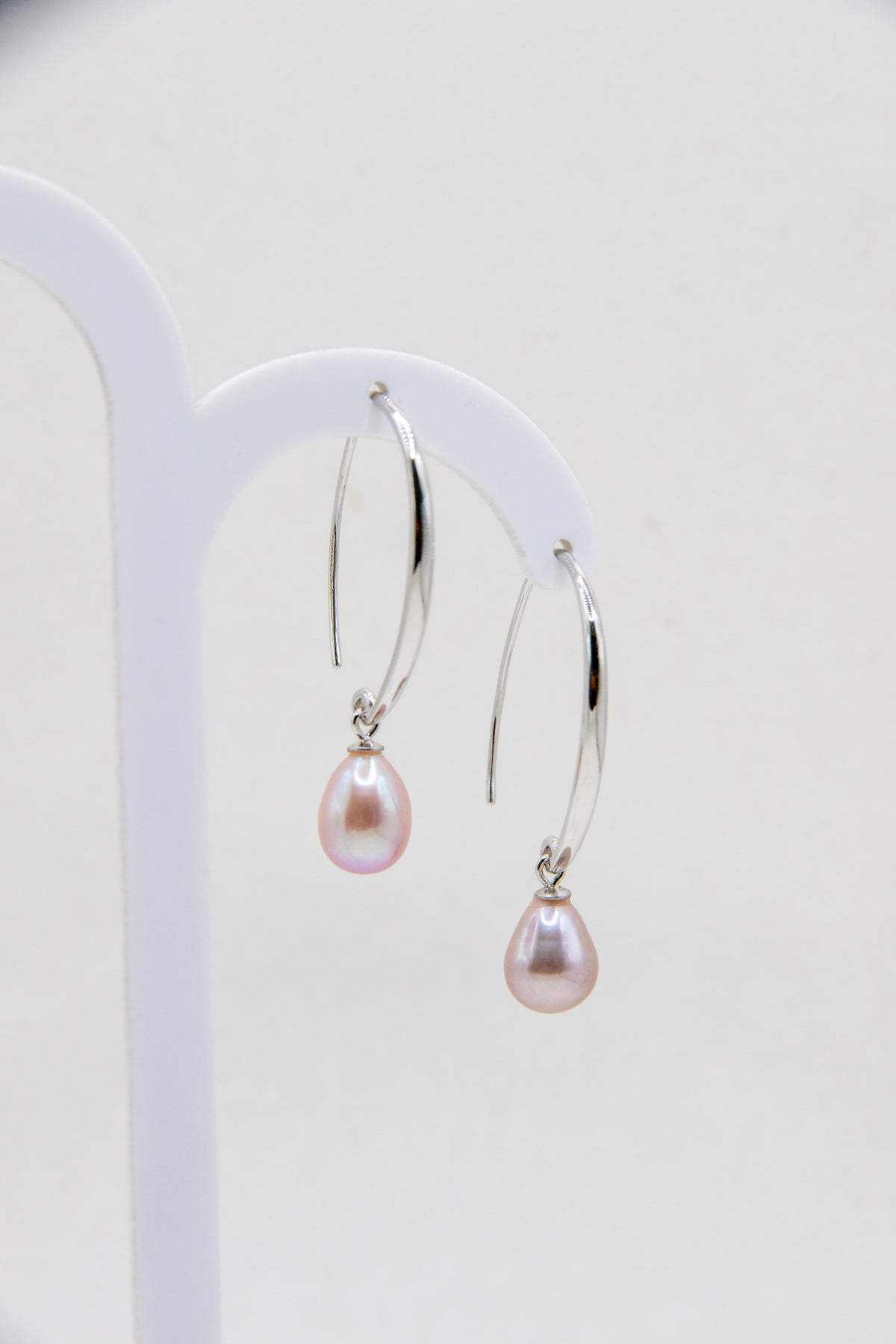 silver pink drop-long version hoop
