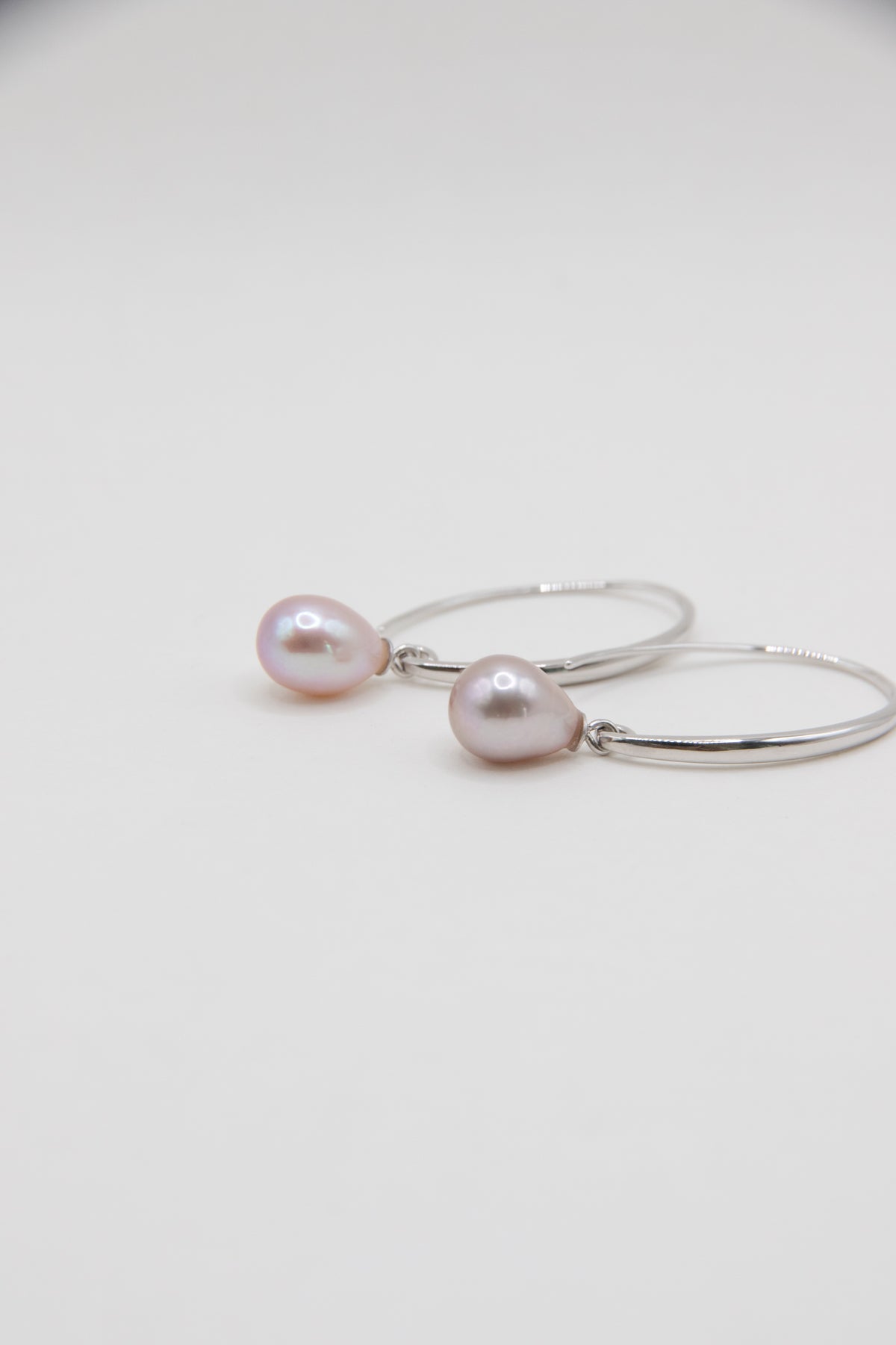 silver pink drop-long version hoop