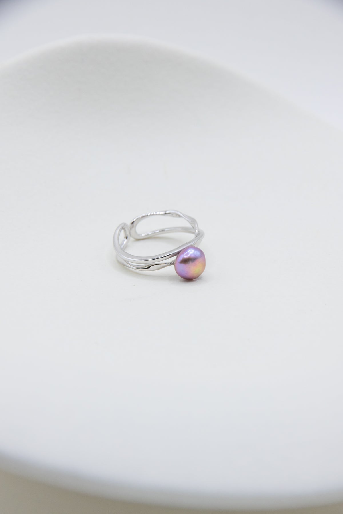 Excellent level rice pearl ring-Silver Lavender under sunshine