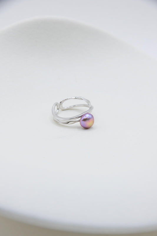 Excellent level rice pearl ring-Silver Lavender under sunshine