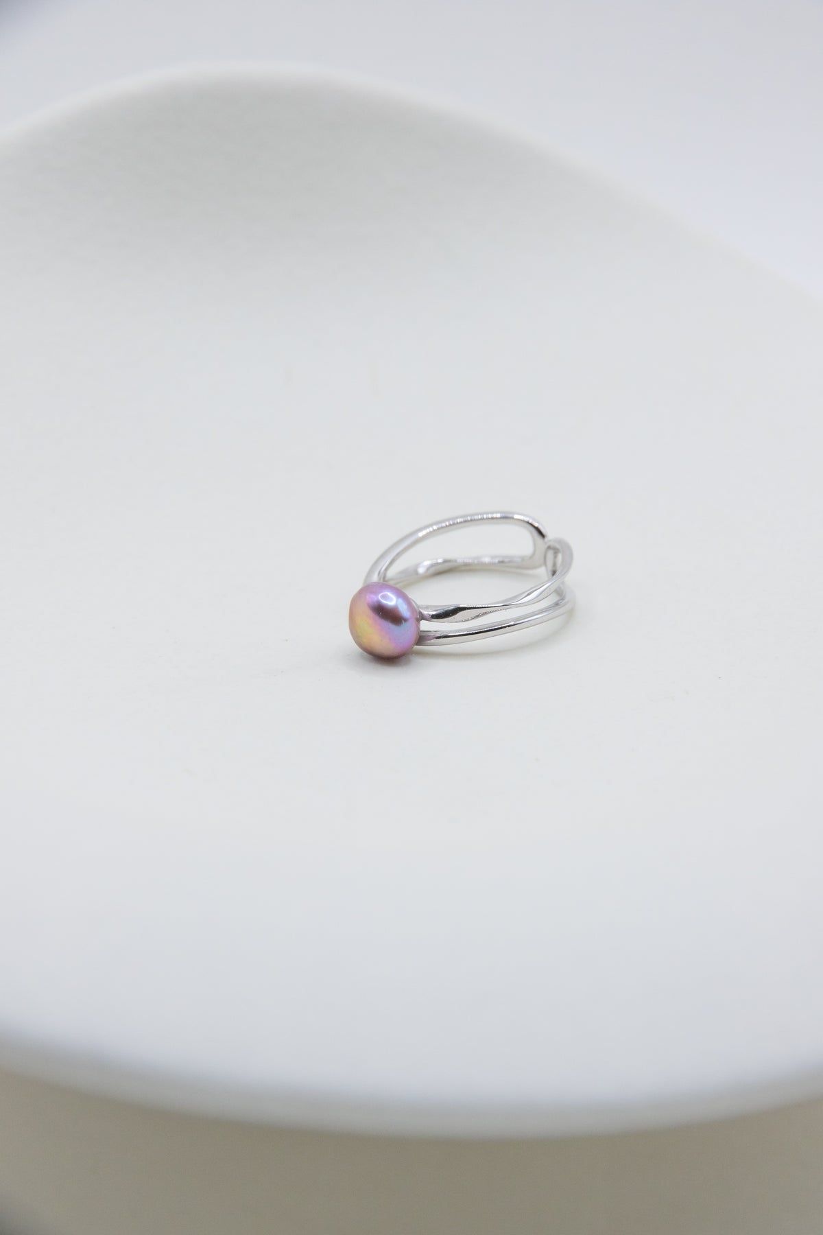 Excellent level rice pearl ring-Silver Lavender under sunshine