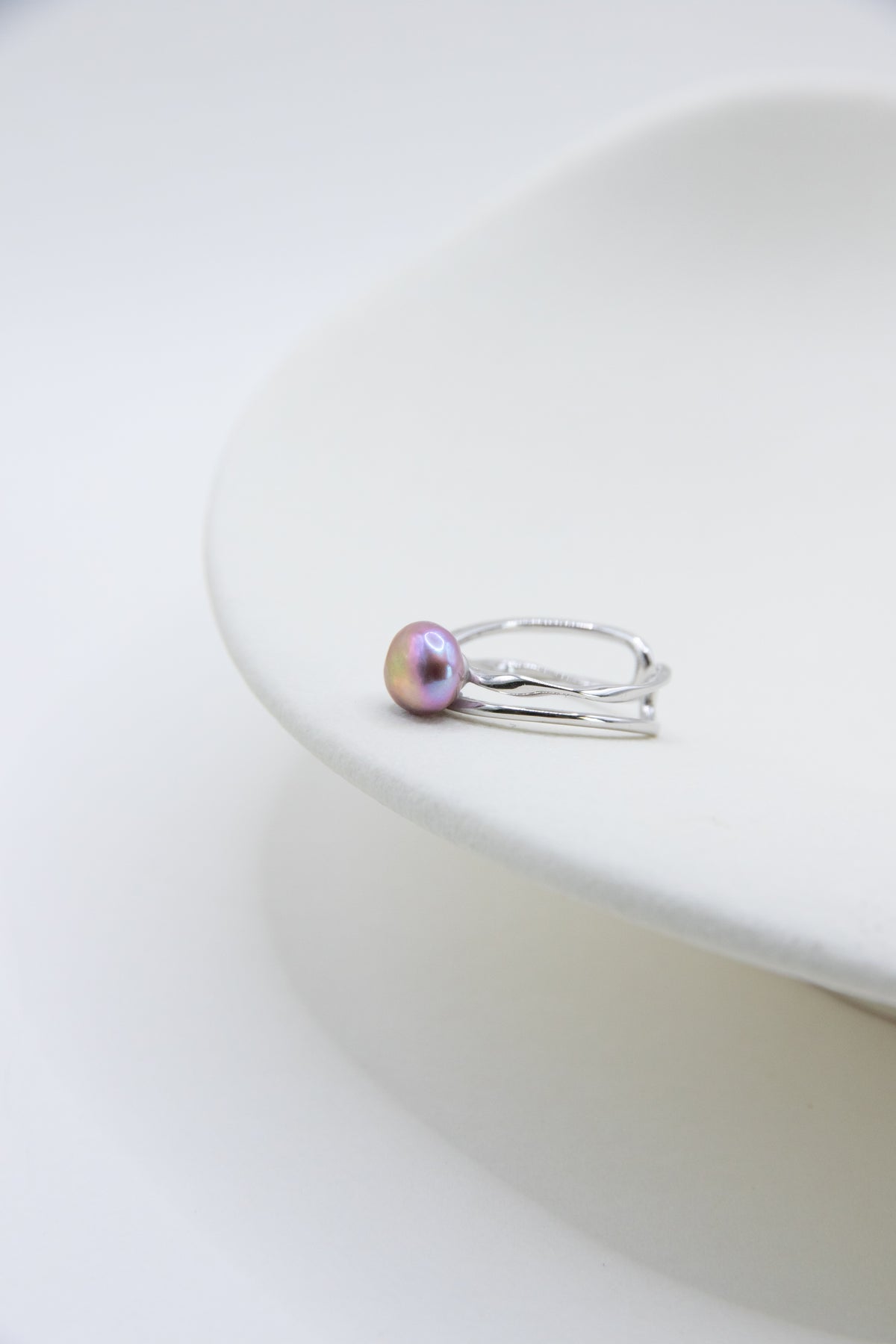 Excellent level rice pearl ring-Silver Lavender under sunshine