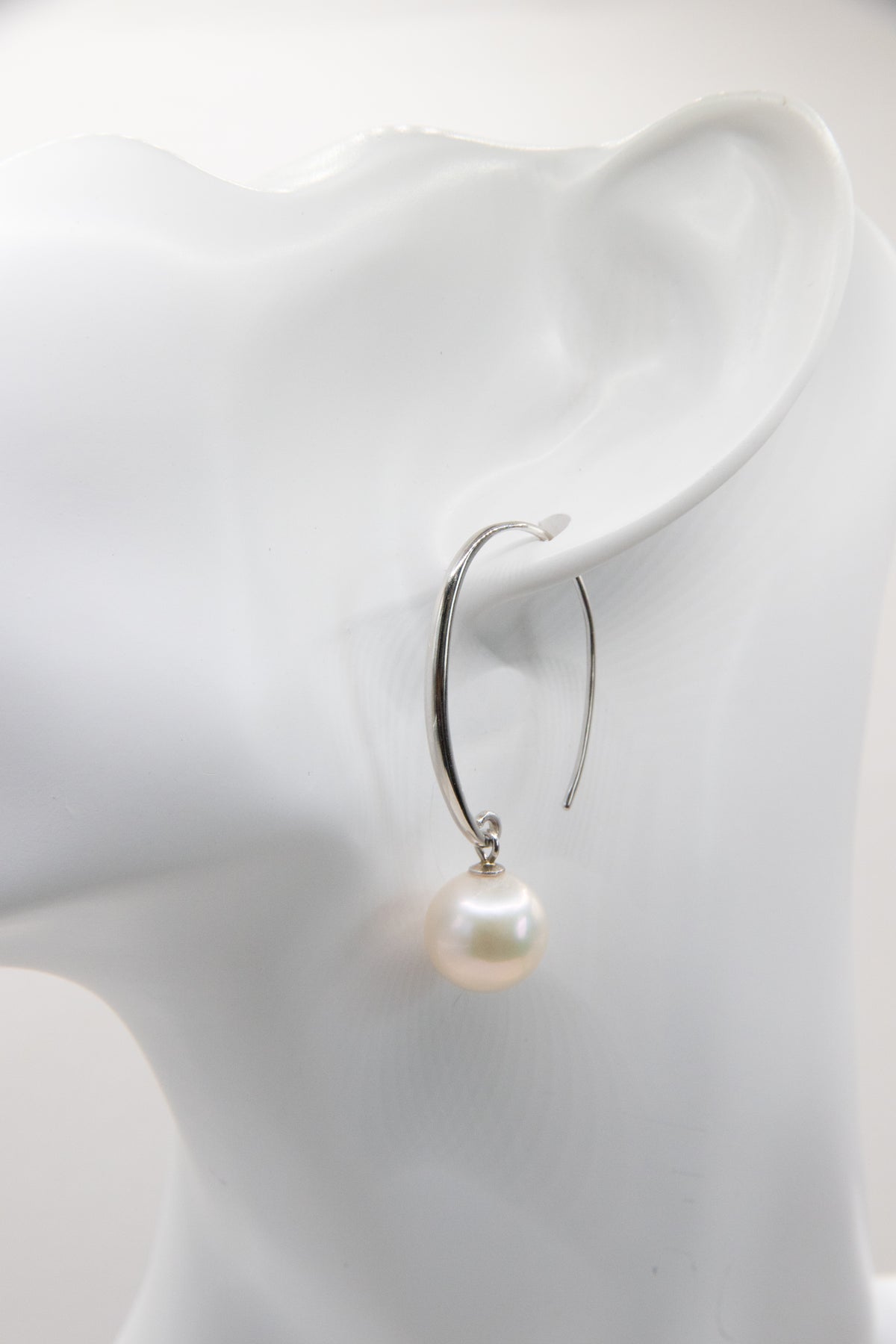 Authentic White round baroque pearl earring