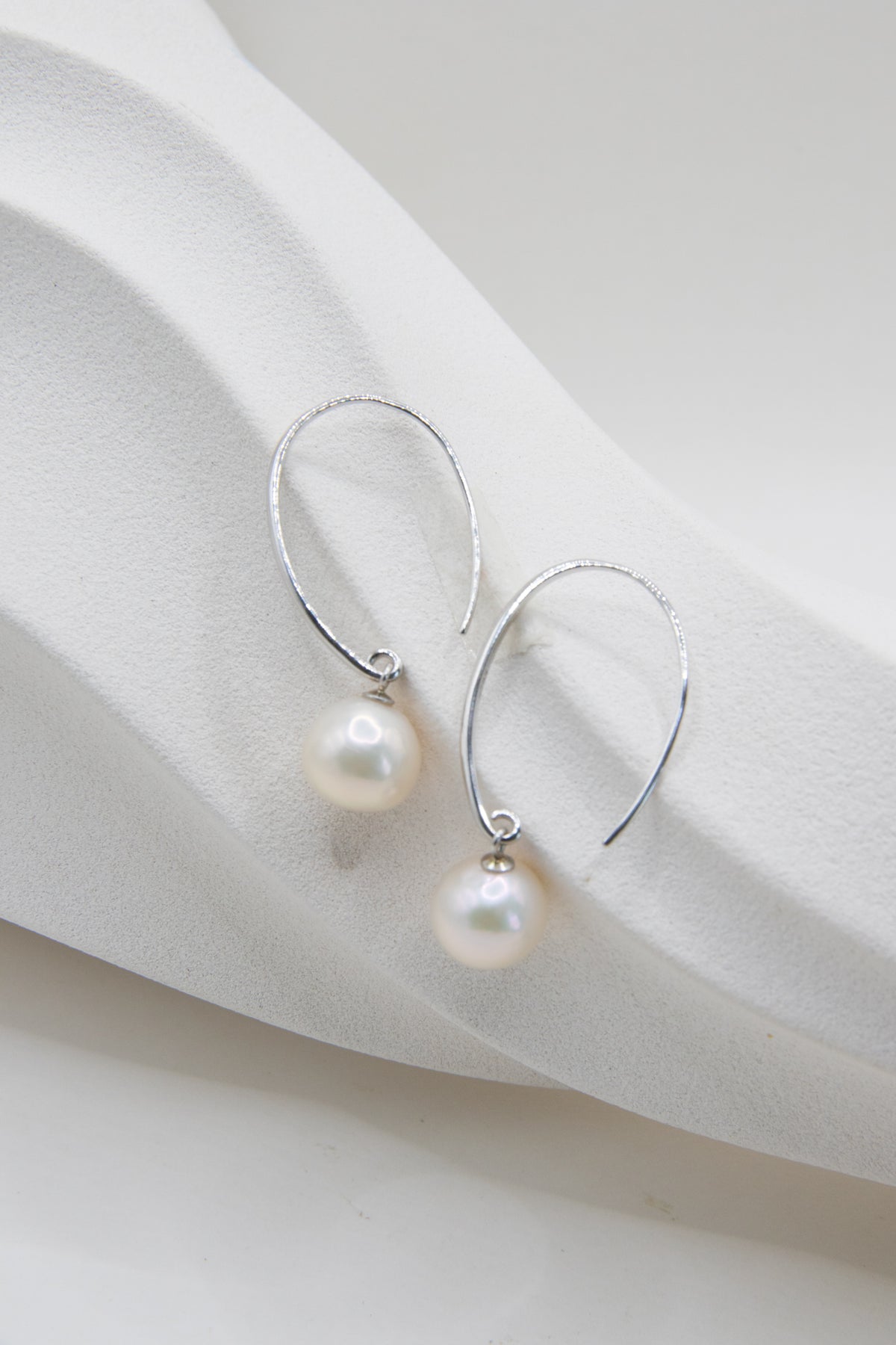Authentic White round baroque pearl earring