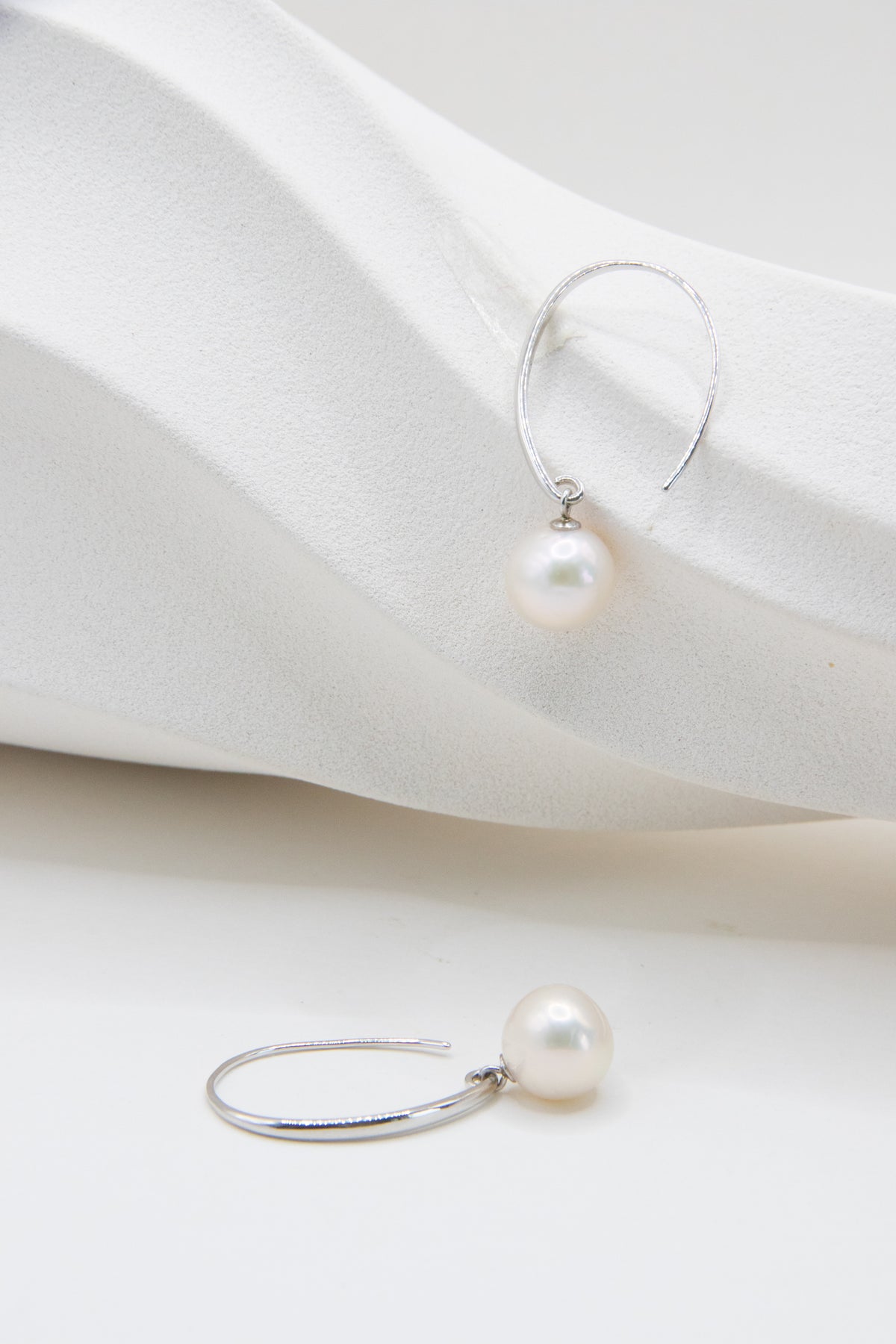 Authentic White round baroque pearl earring