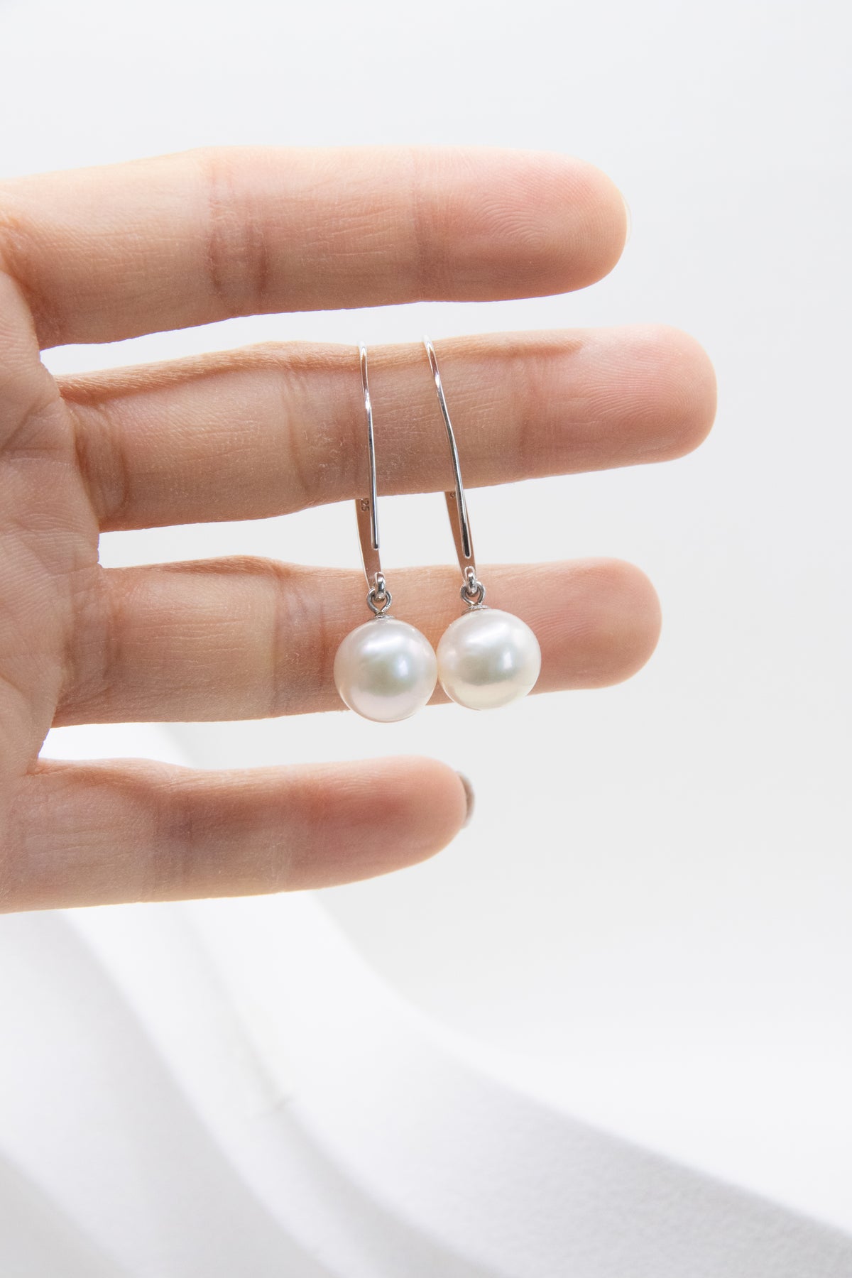 Authentic White round baroque pearl earring