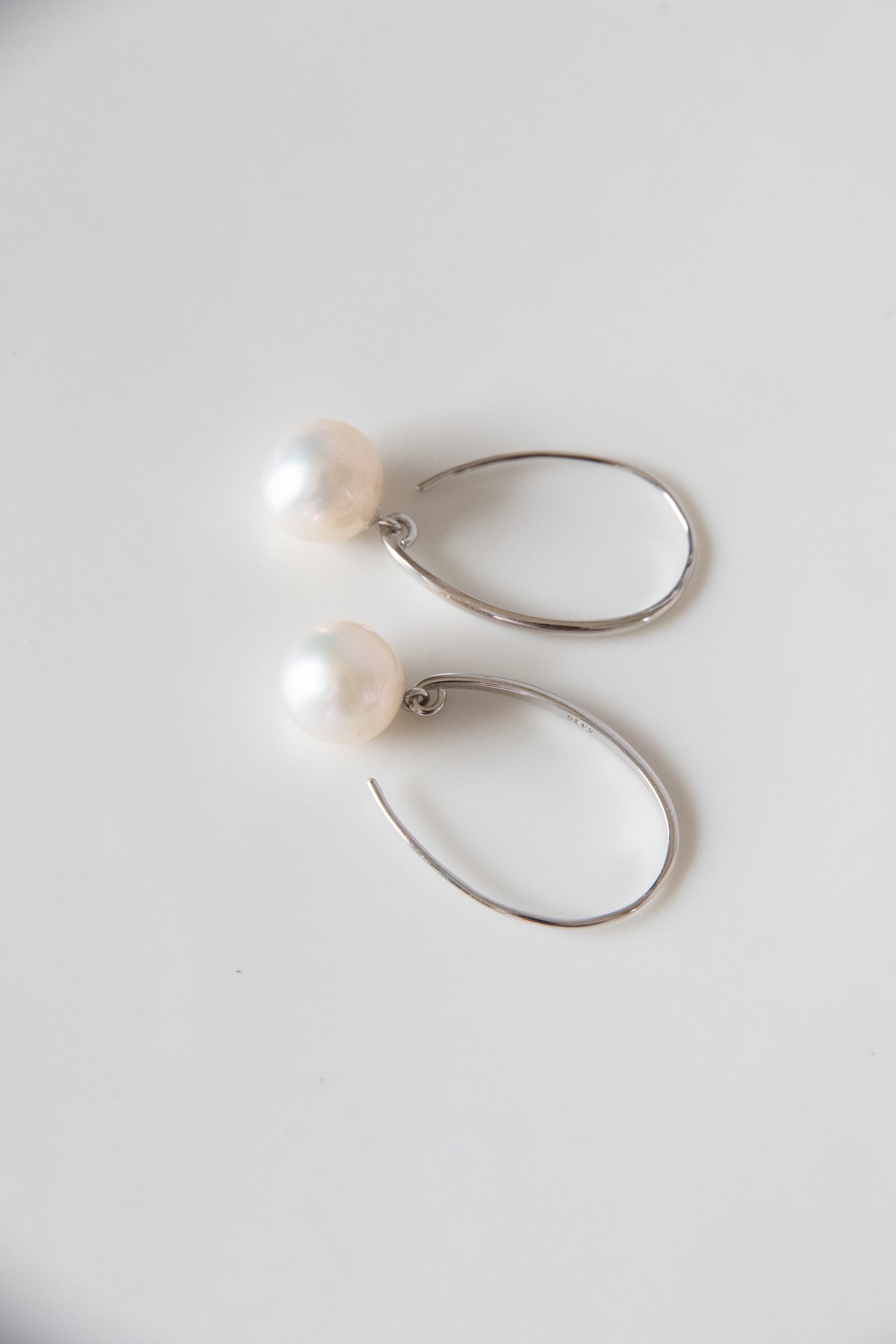 Authentic White round baroque pearl earring