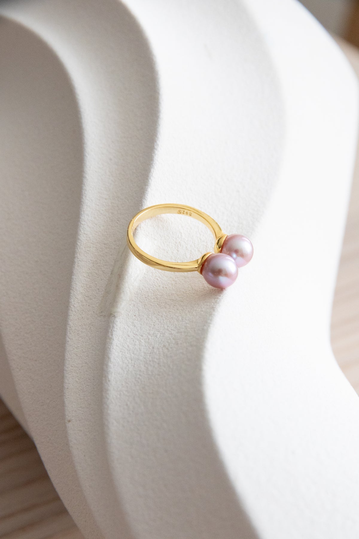 Double Lavender Rice Pearl Ring-Medium level