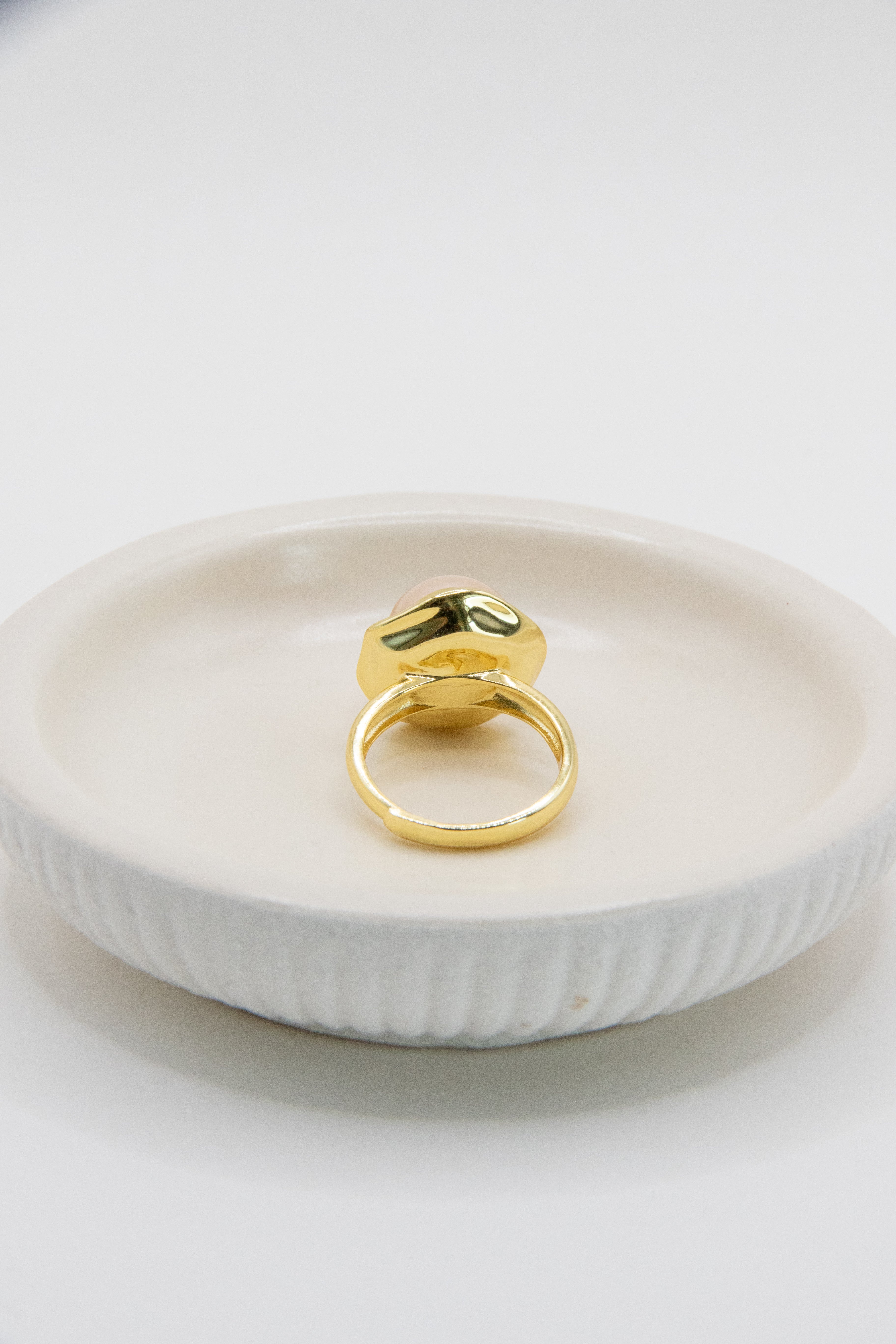 Golden Lotus Ring-Champagne Pearl