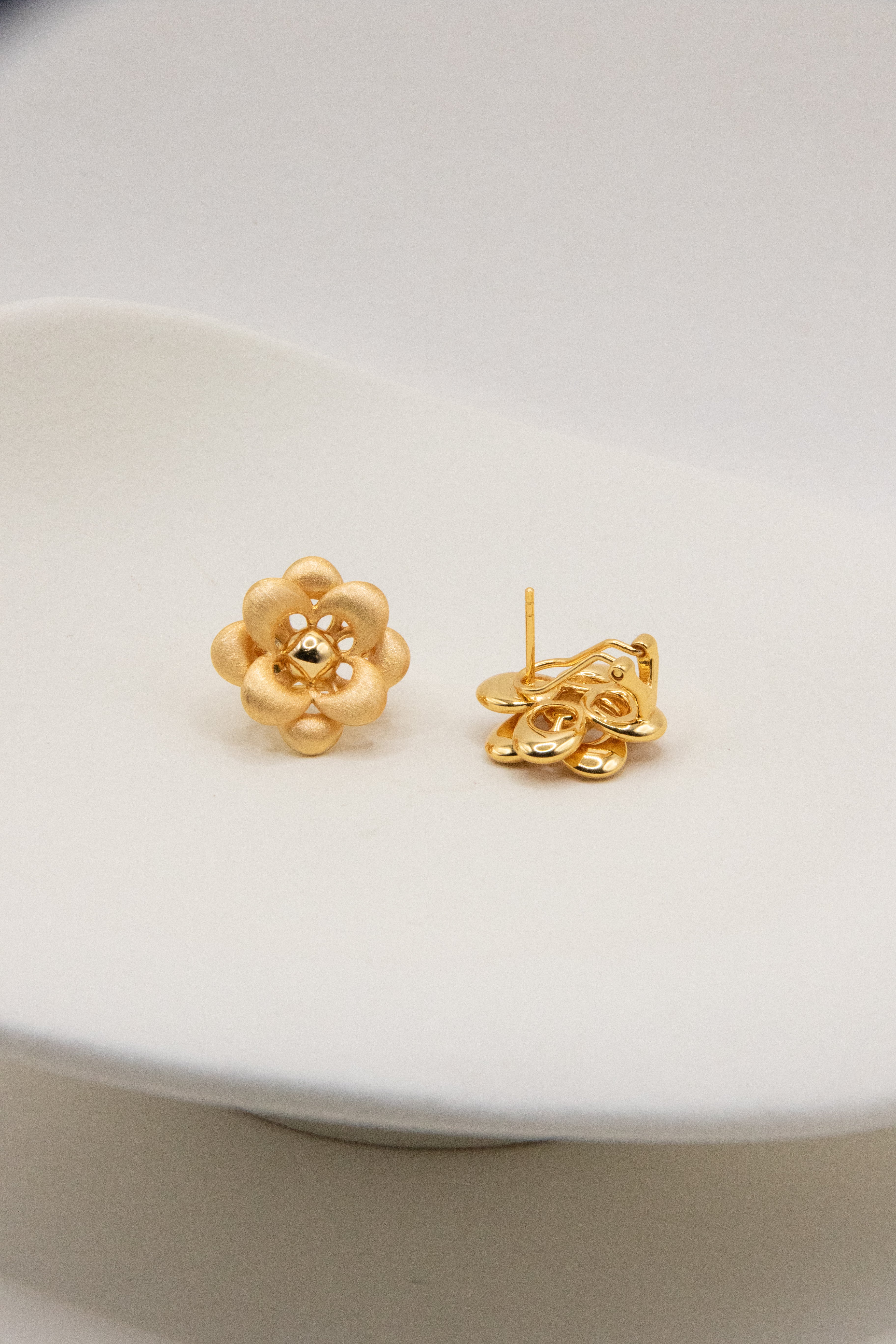 Golden Flower hand finished gold plated silver earring