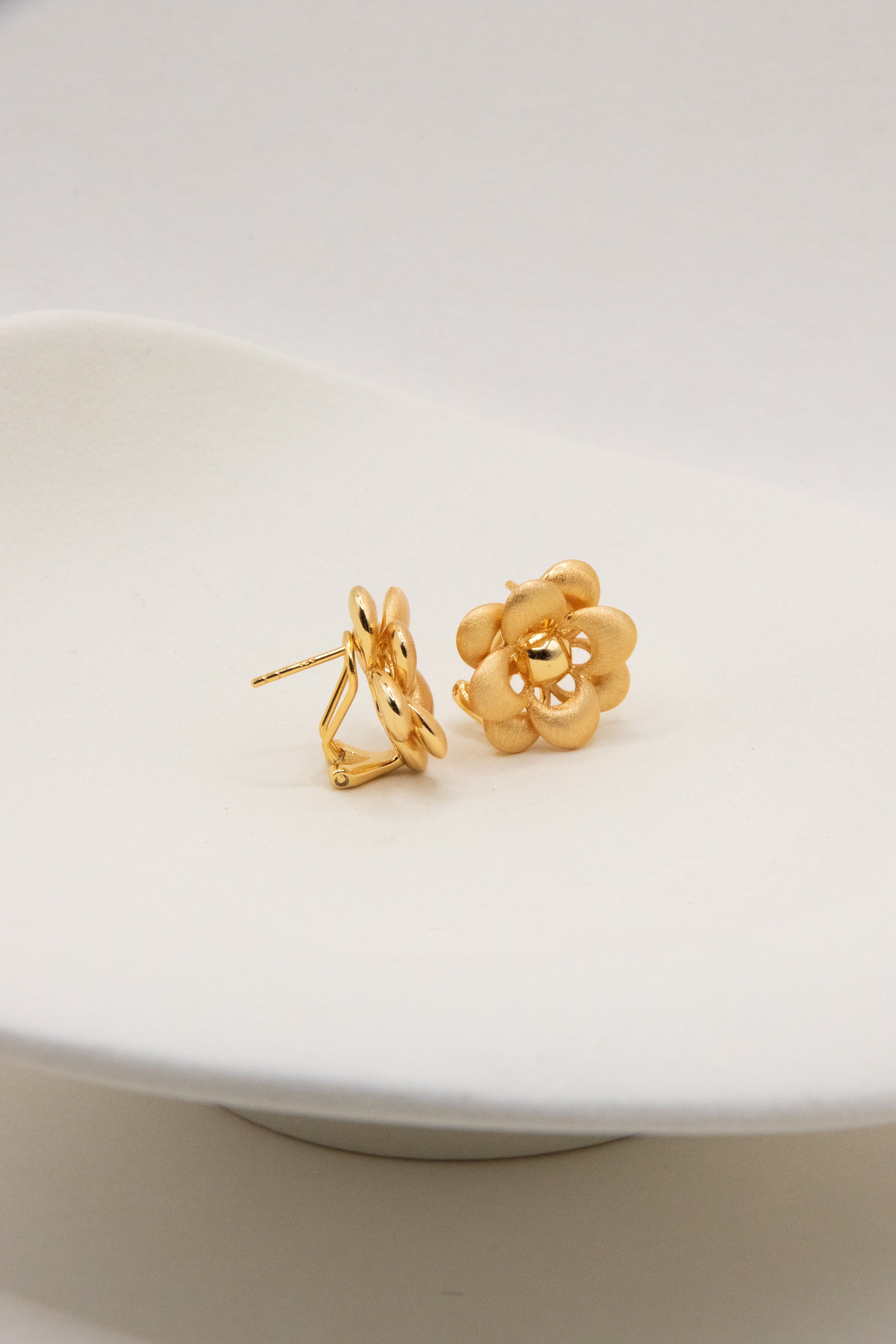 Golden Flower hand finished gold plated silver earring