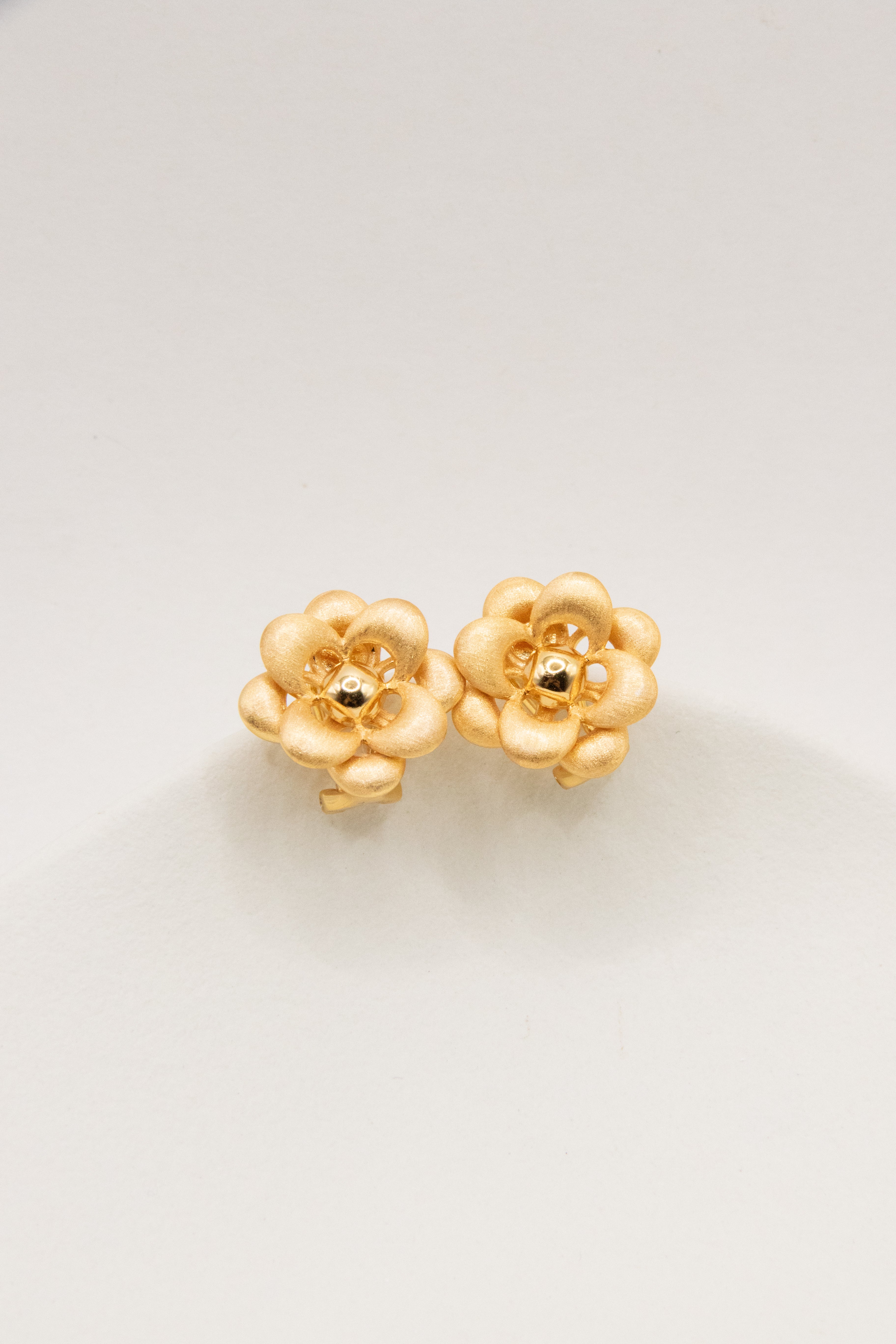 Golden Flower hand finished gold plated silver earring