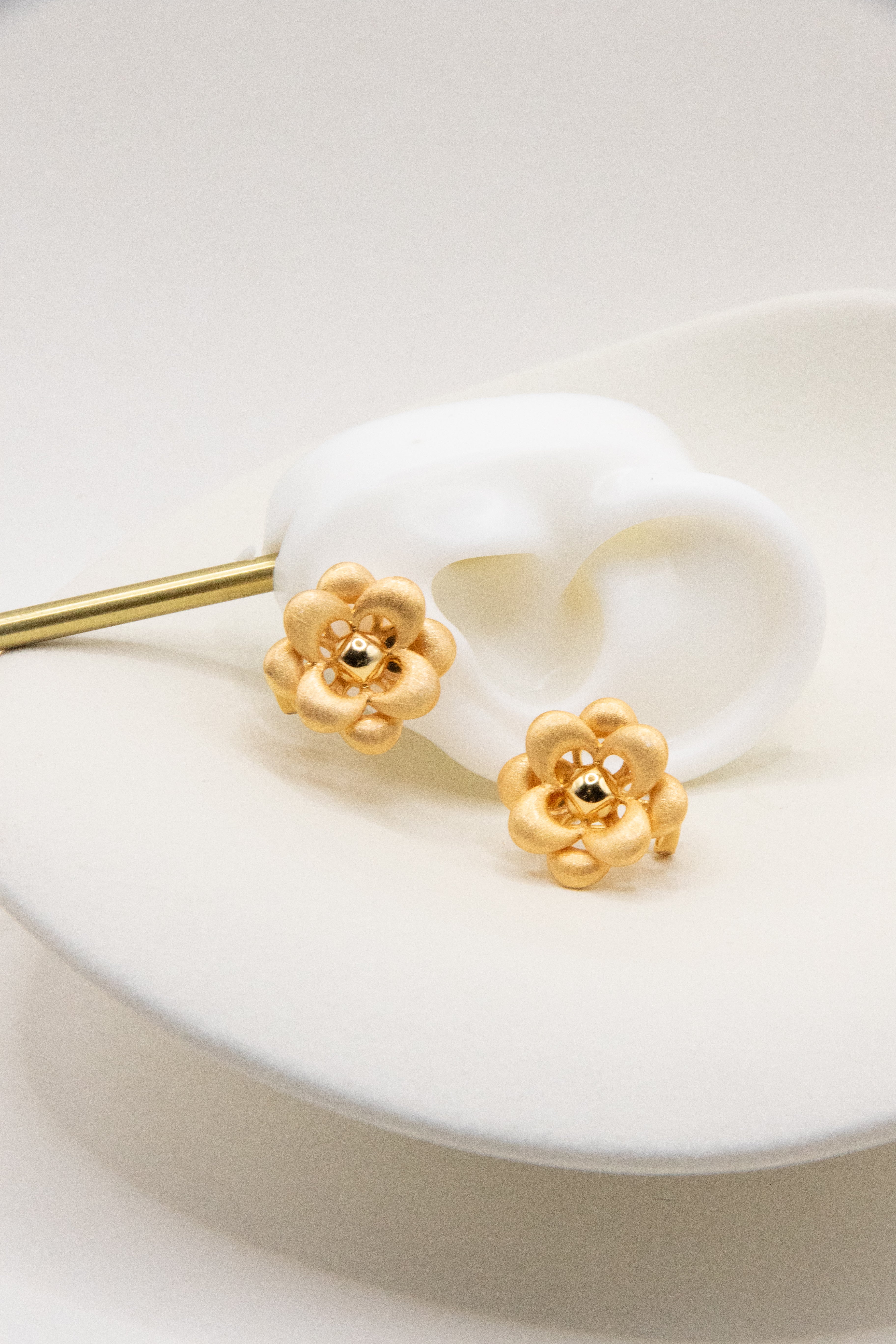 Golden Flower hand finished gold plated silver earring