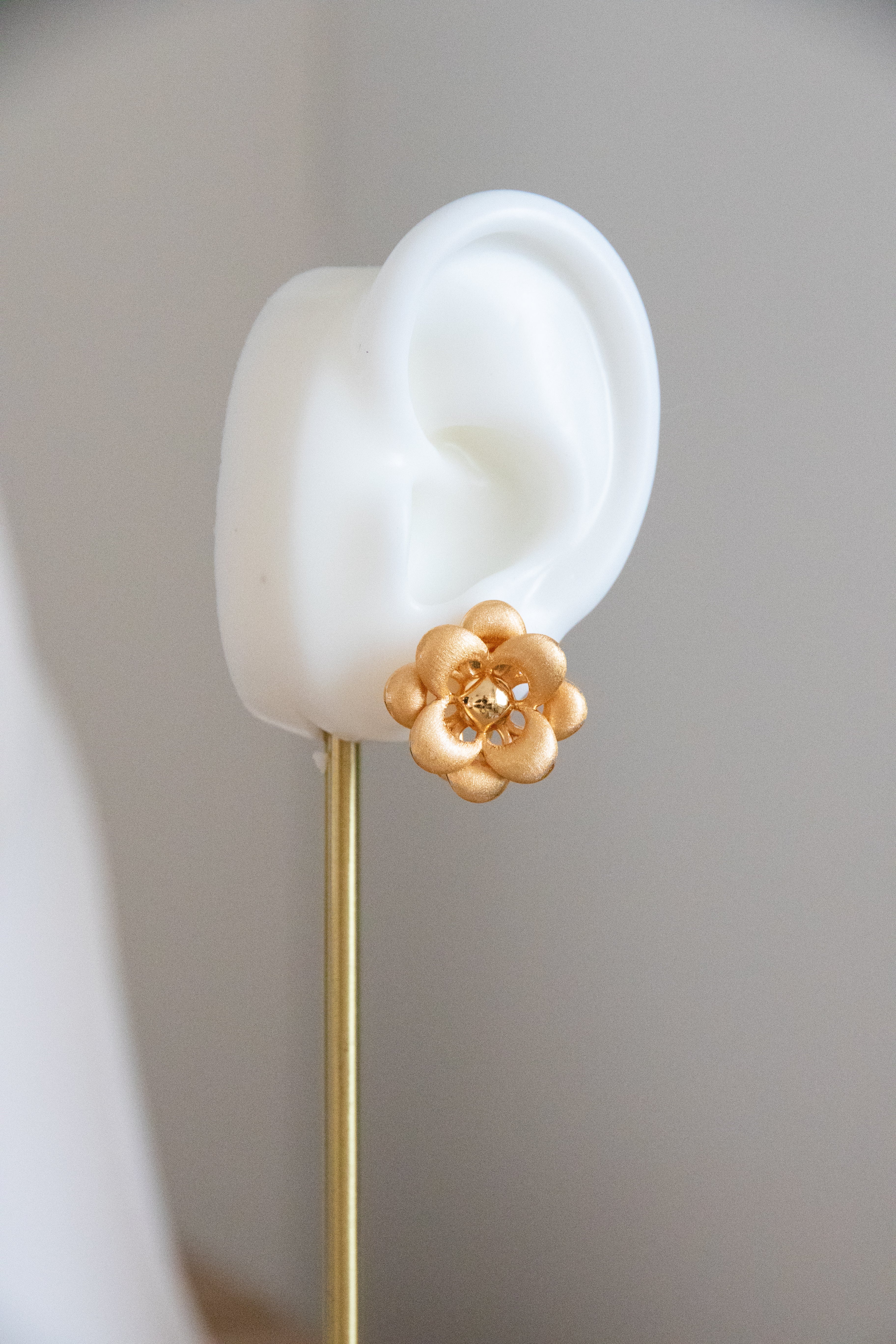 Golden Flower hand finished gold plated silver earring