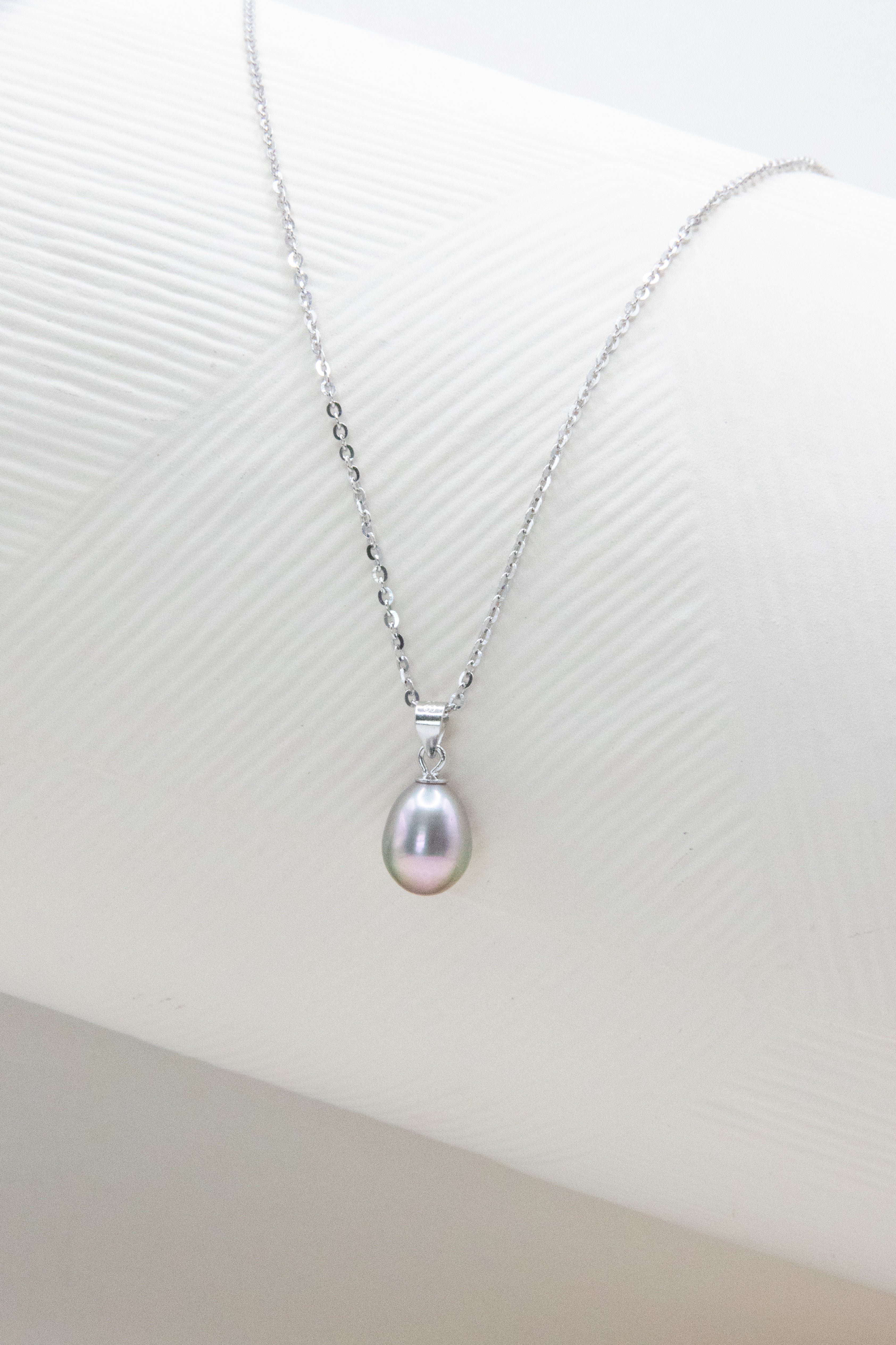 Excellent level drop pearl necklace-Green Pink