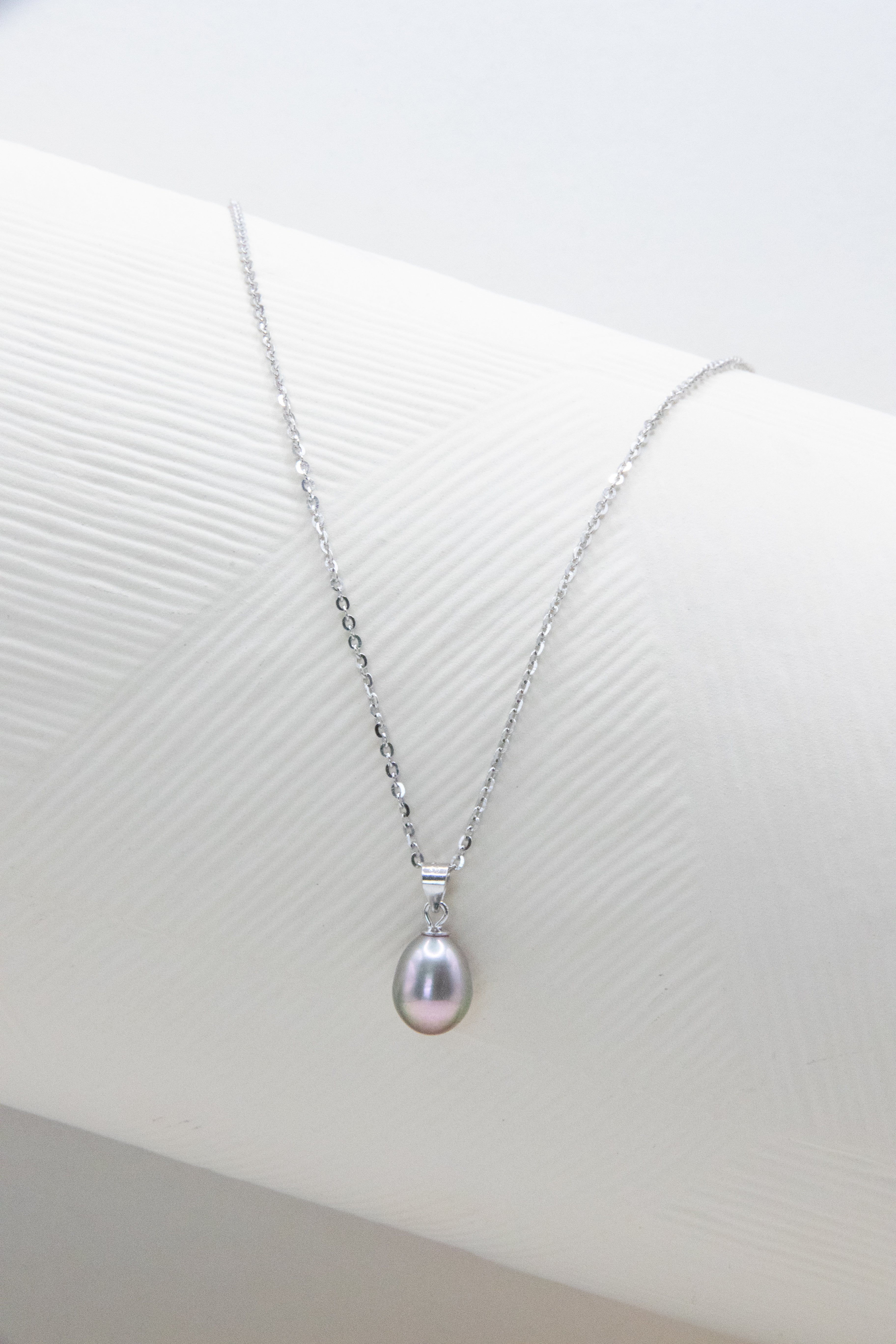 Excellent level drop pearl necklace-Green Pink