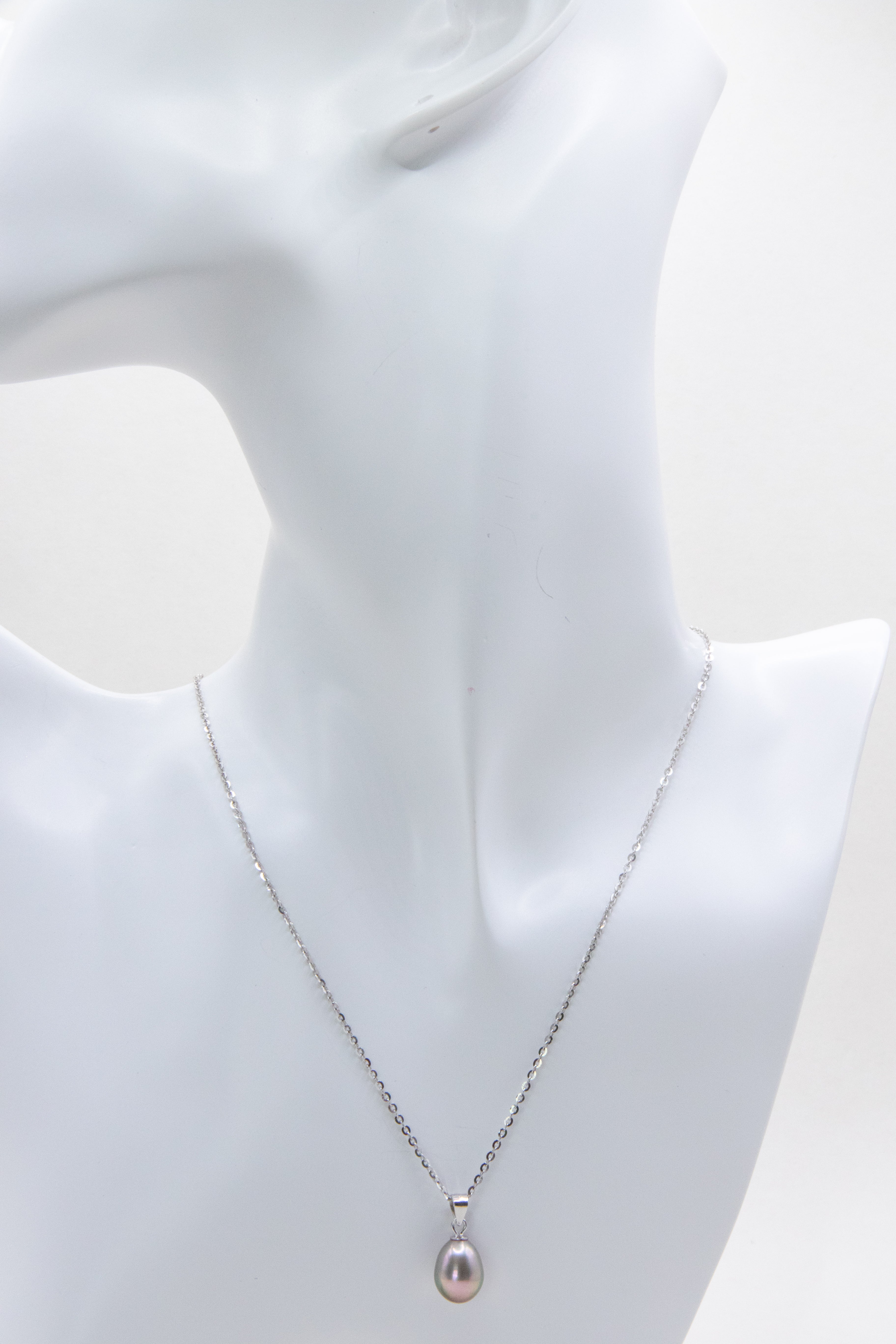 Excellent level drop pearl necklace-Green Pink