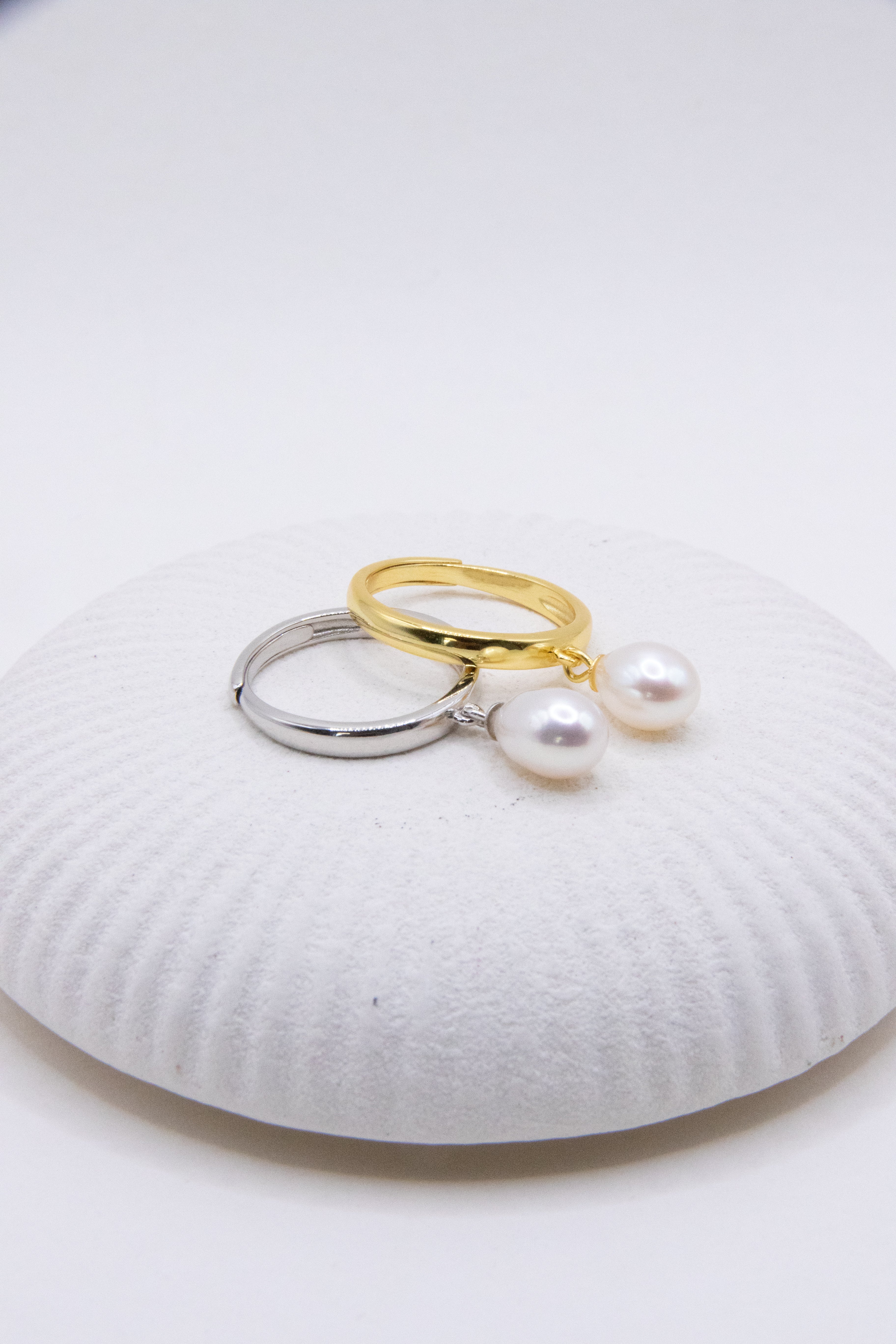 Dancing drop rings- White drops with silver/Gold