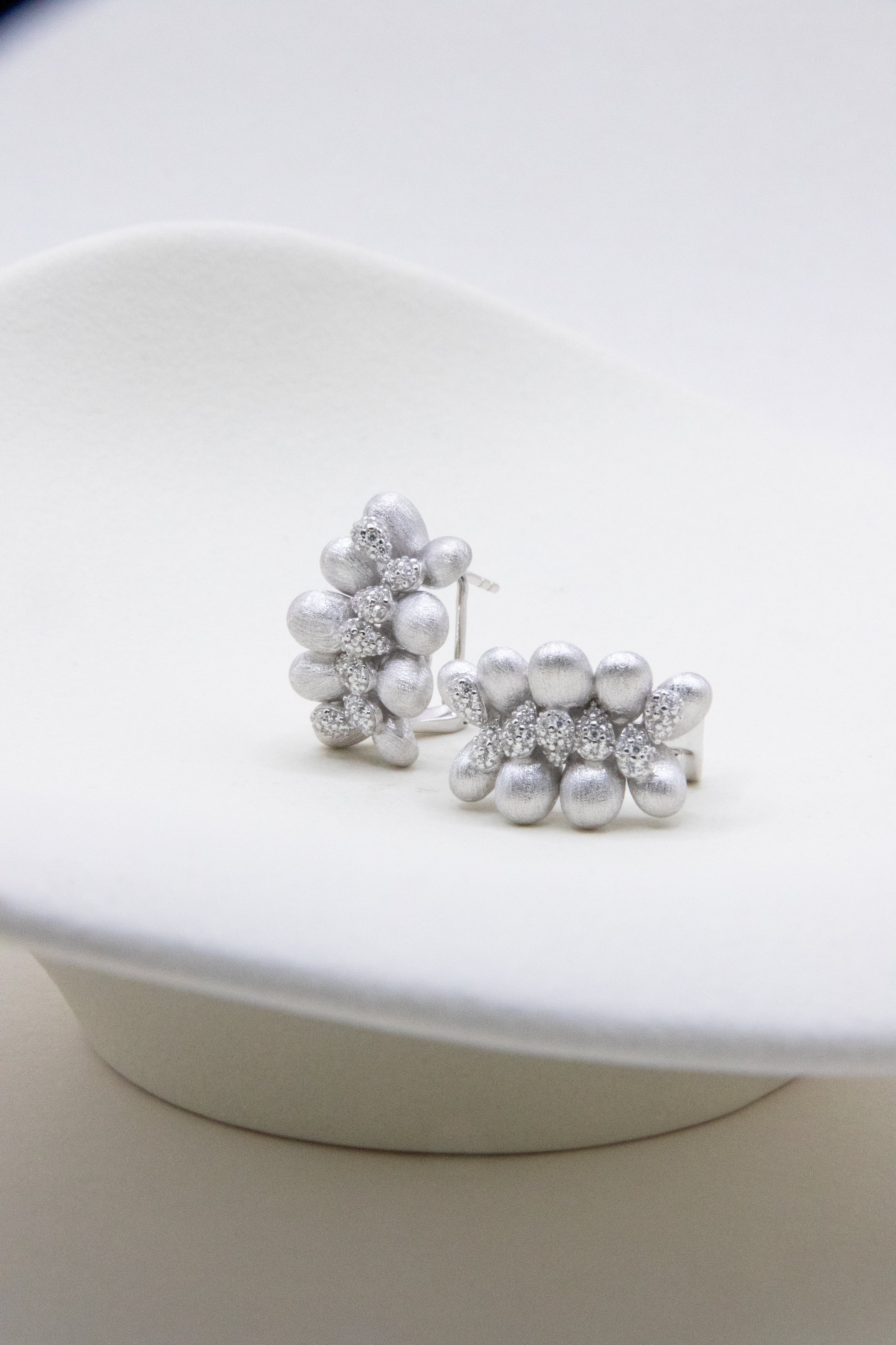 Midnight Flowers-Fine silver earrings