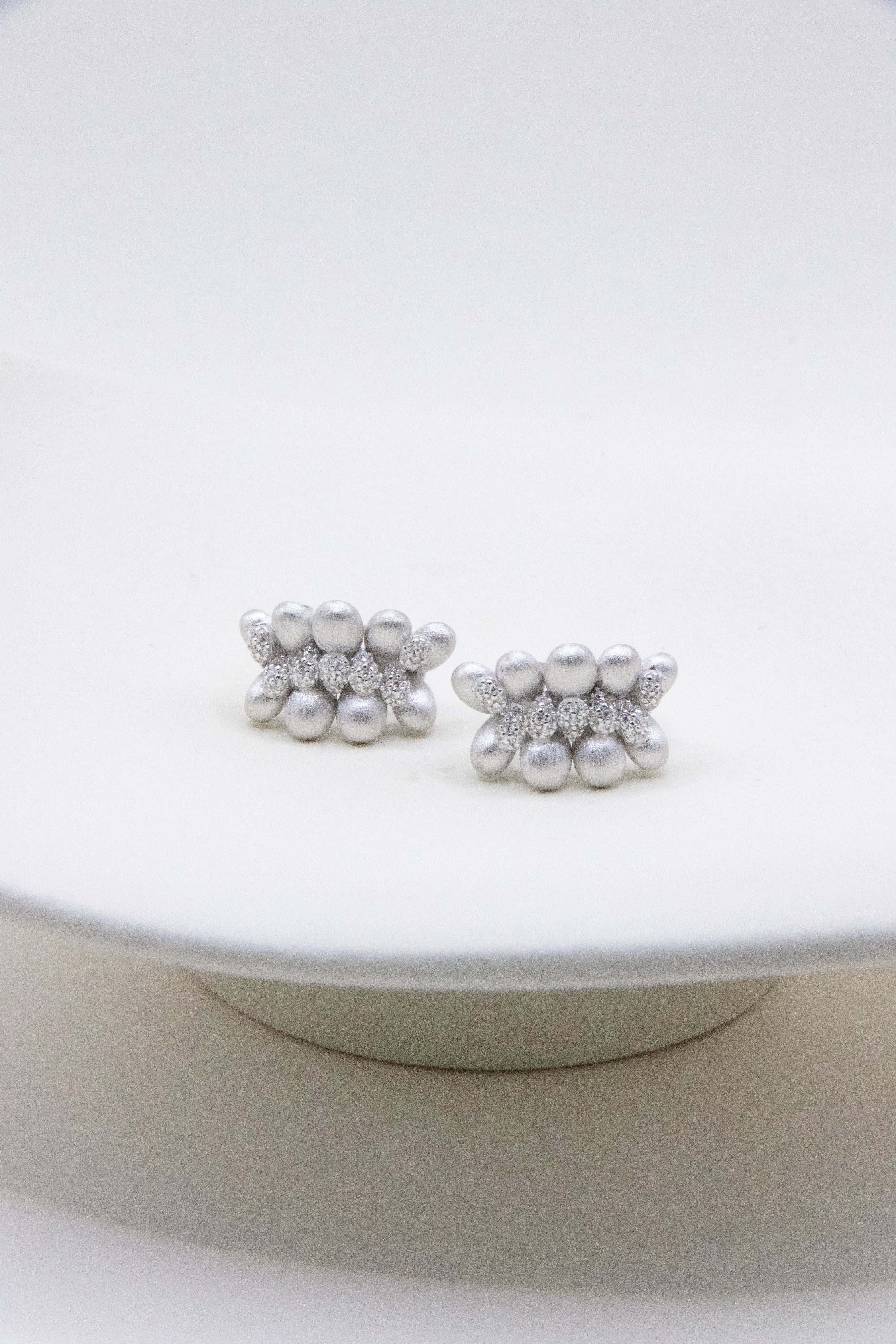 Midnight Flowers-Fine silver earrings