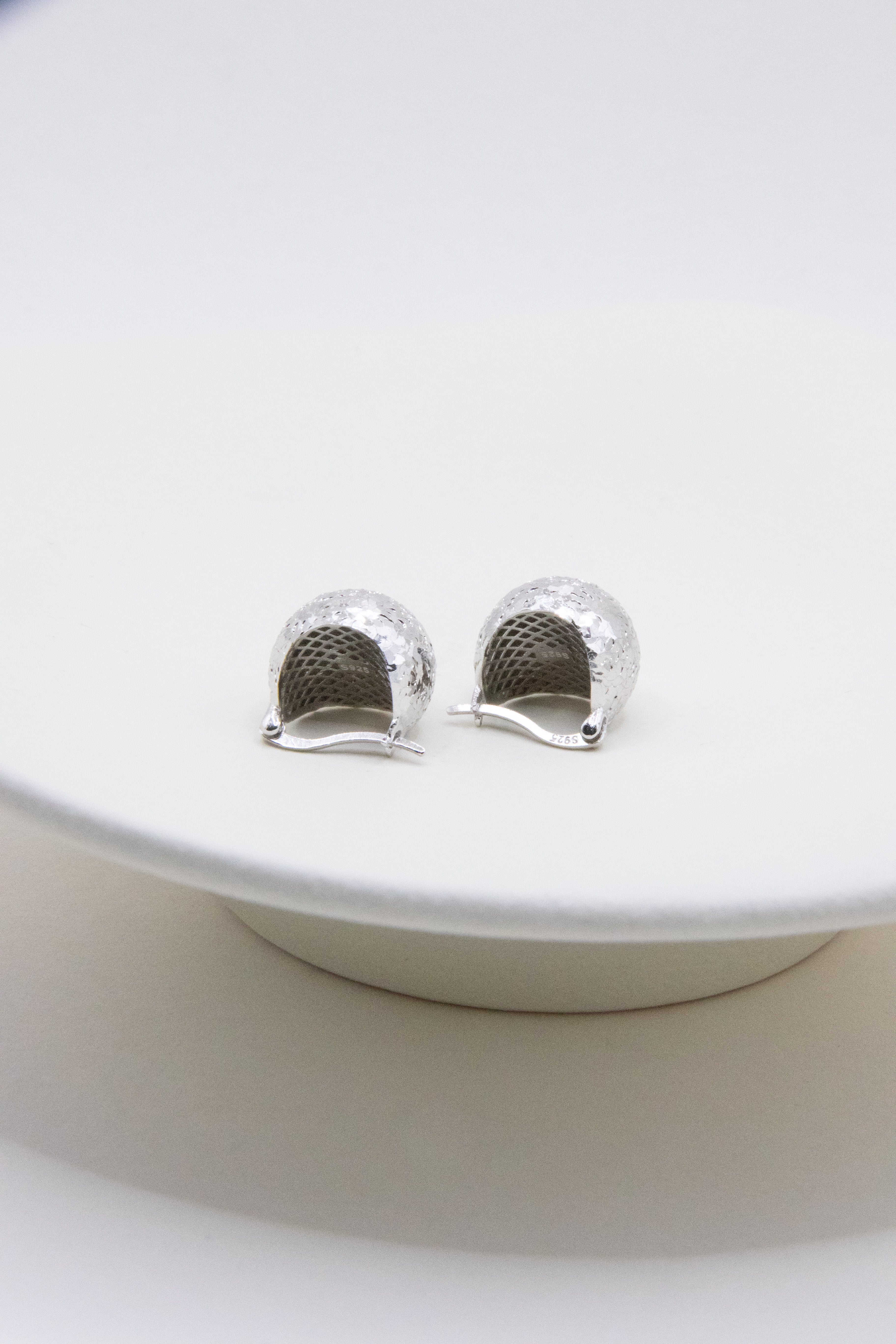 Disco Ball- Shiny silver earring