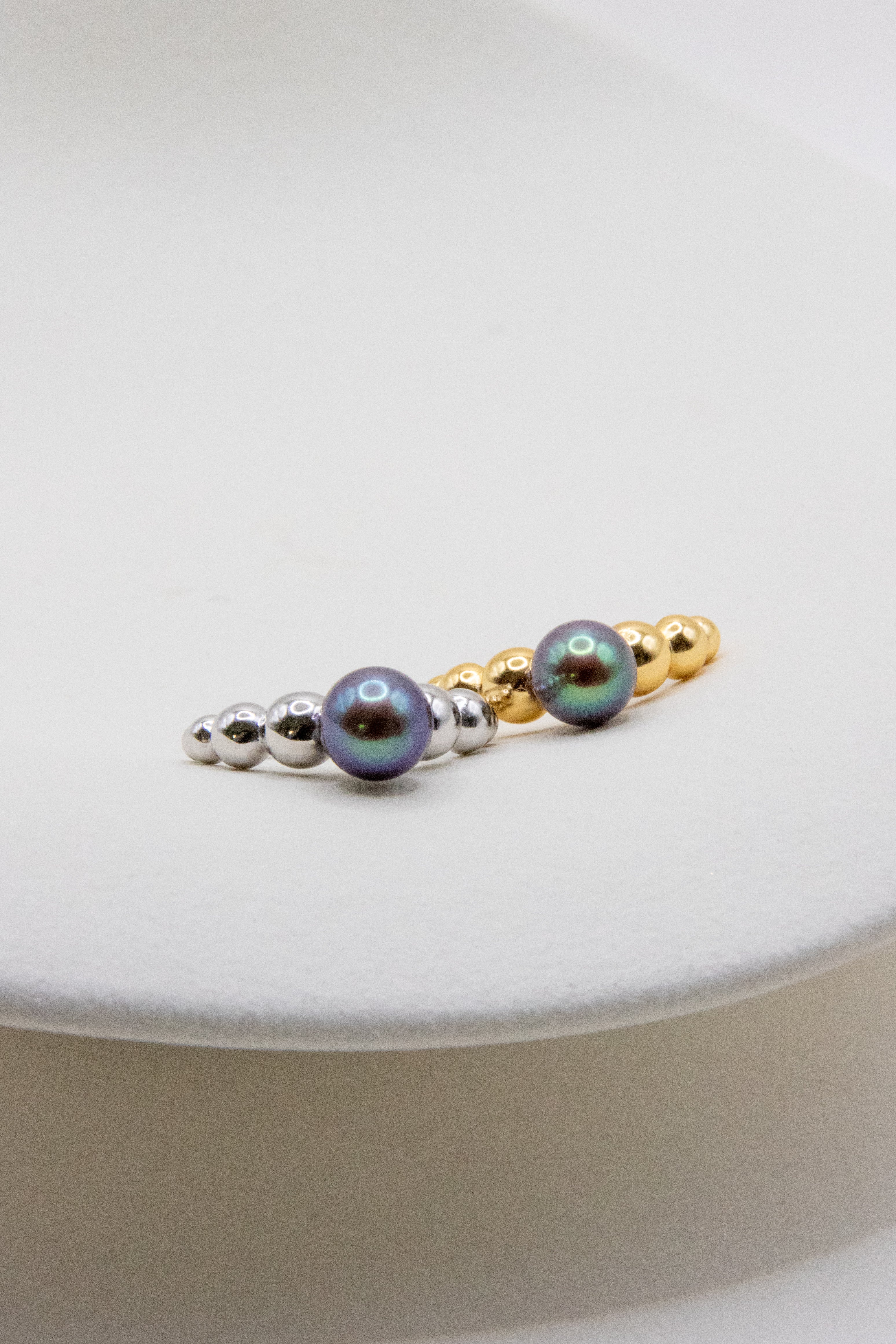 Natural dark blue/green toned freshwater seedless pearl ring