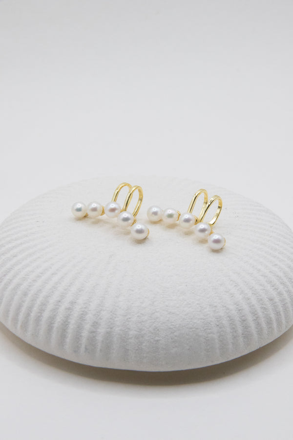 Classic mini white pearls ear cuff-Golden/silver versions