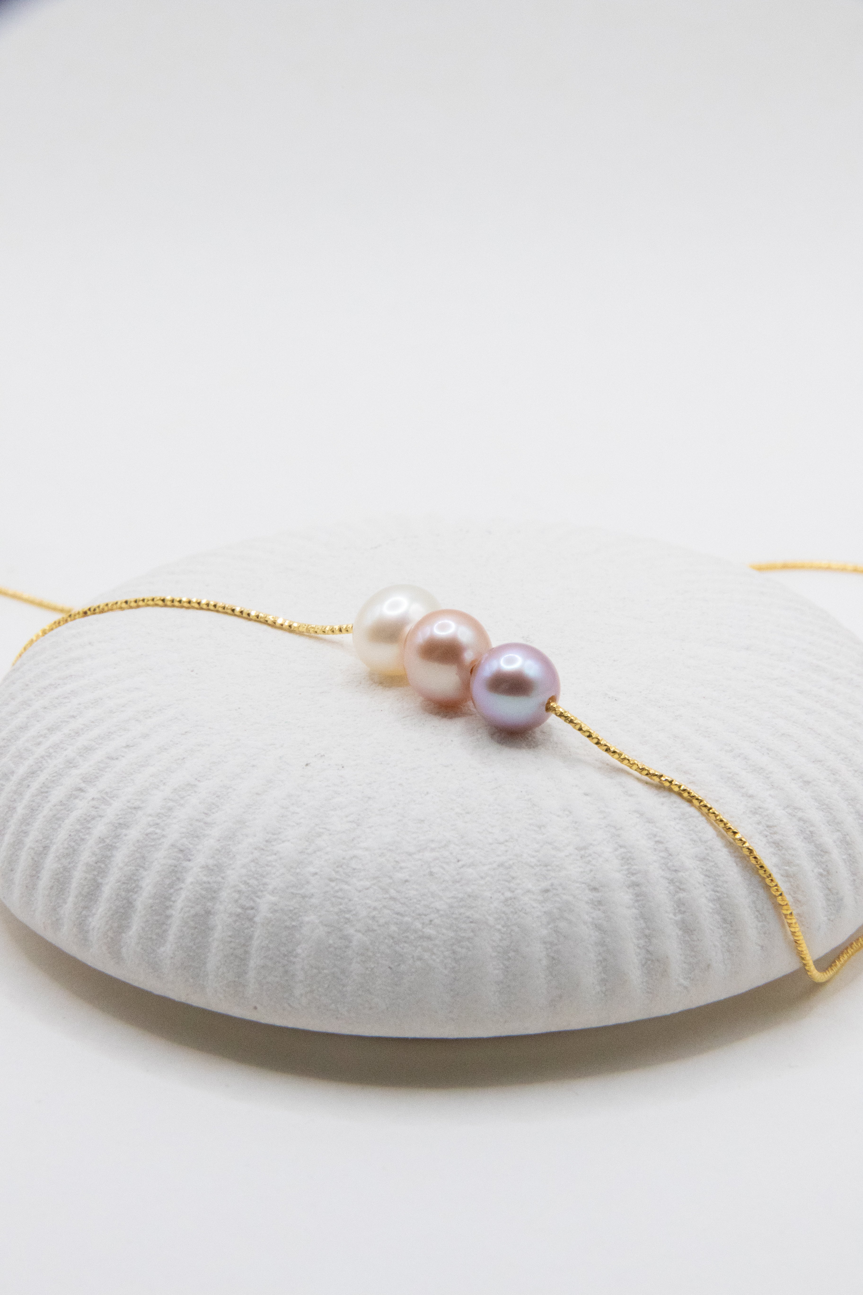 Rare seedless triple pearl necklace-ideal office look