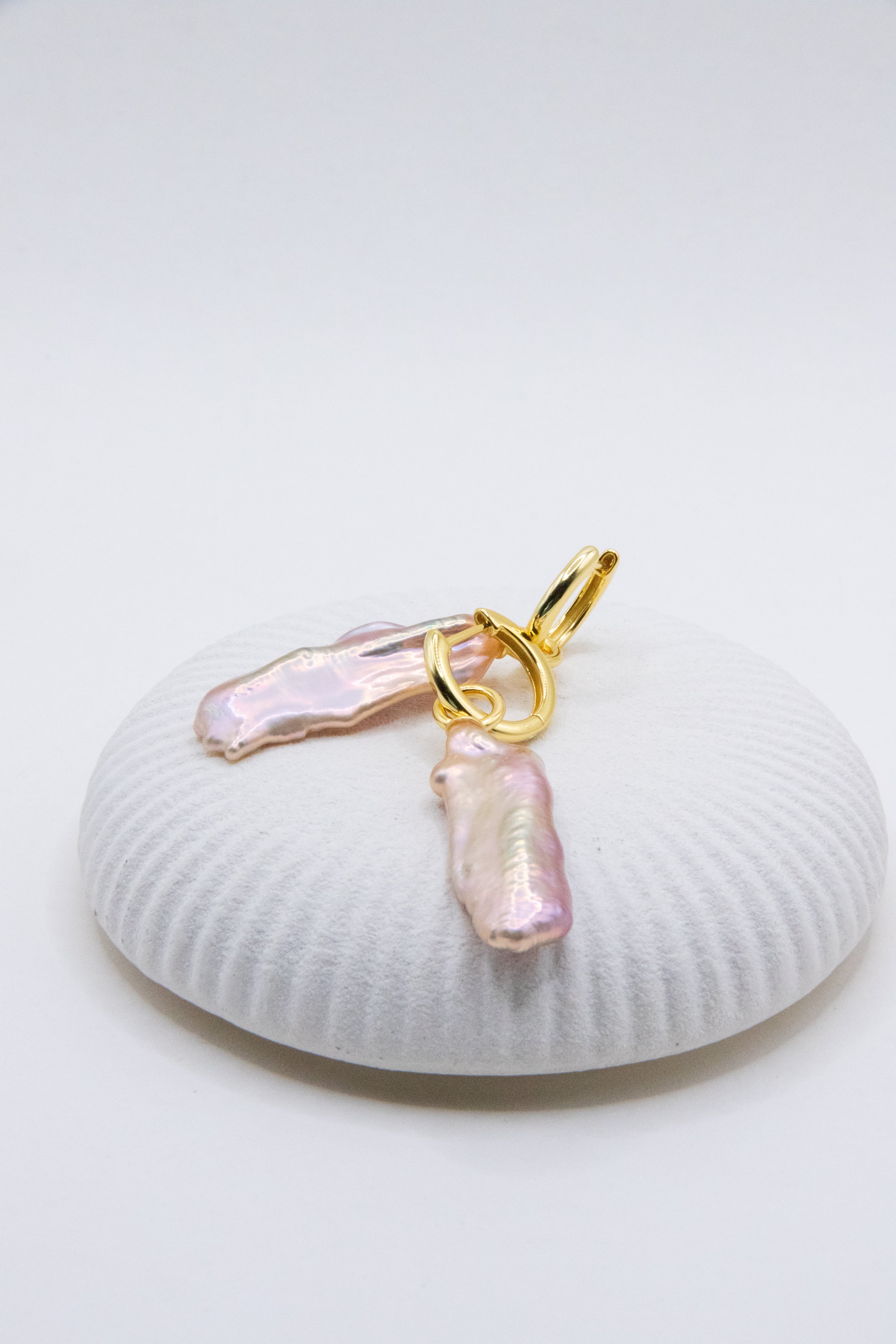 Rare Oversized Seedless Pipa Baroque Pearl Earrings – Detachable Silver-Gold Hoops – 3 Ways to Wear